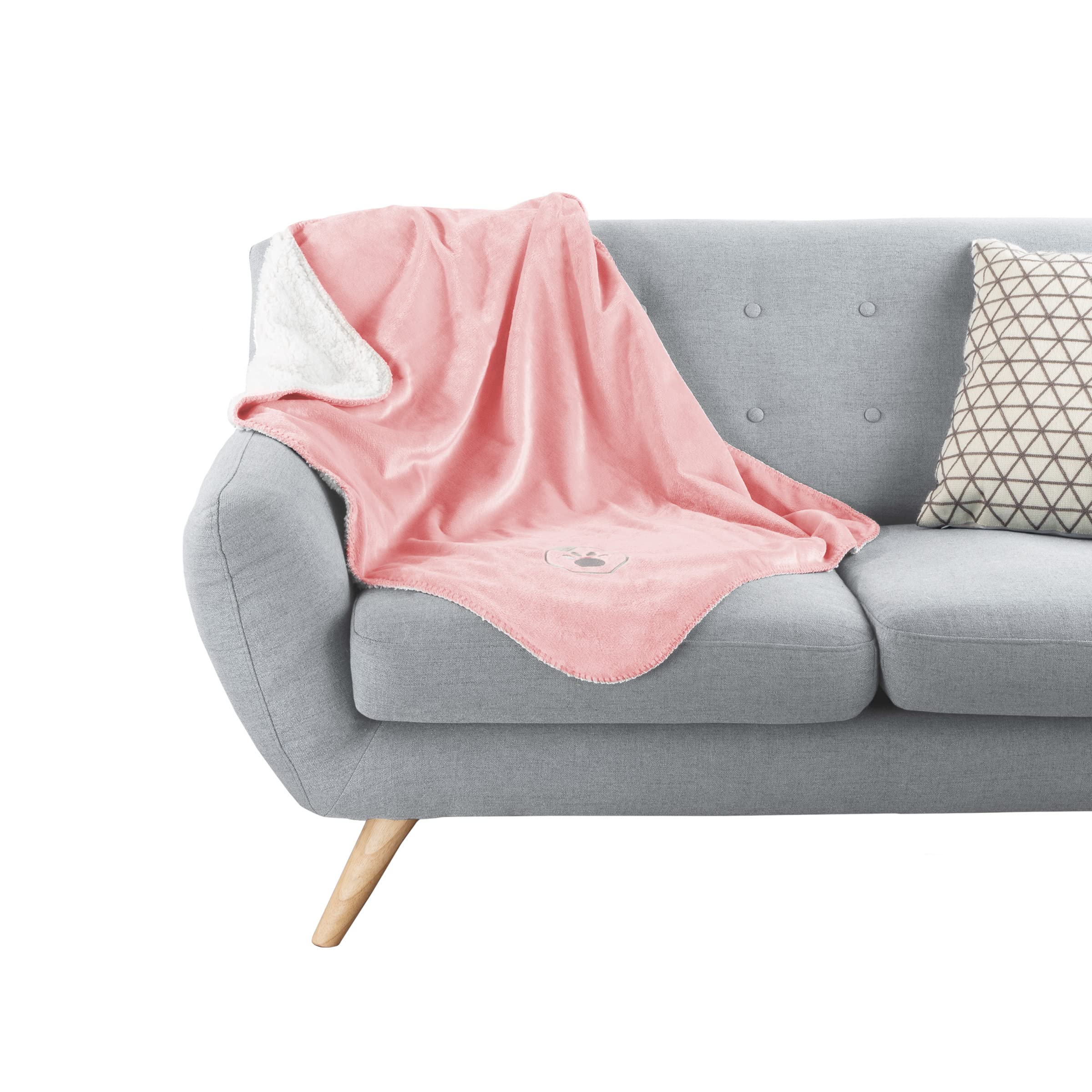 Petmaker Waterproof Dog Blanket - 30X40-Inch Reversible Sherpa Dog Blanket For Couch, Bed, Or Car - Protects From Spills, Stains, Or Pet Fur (Pink)
