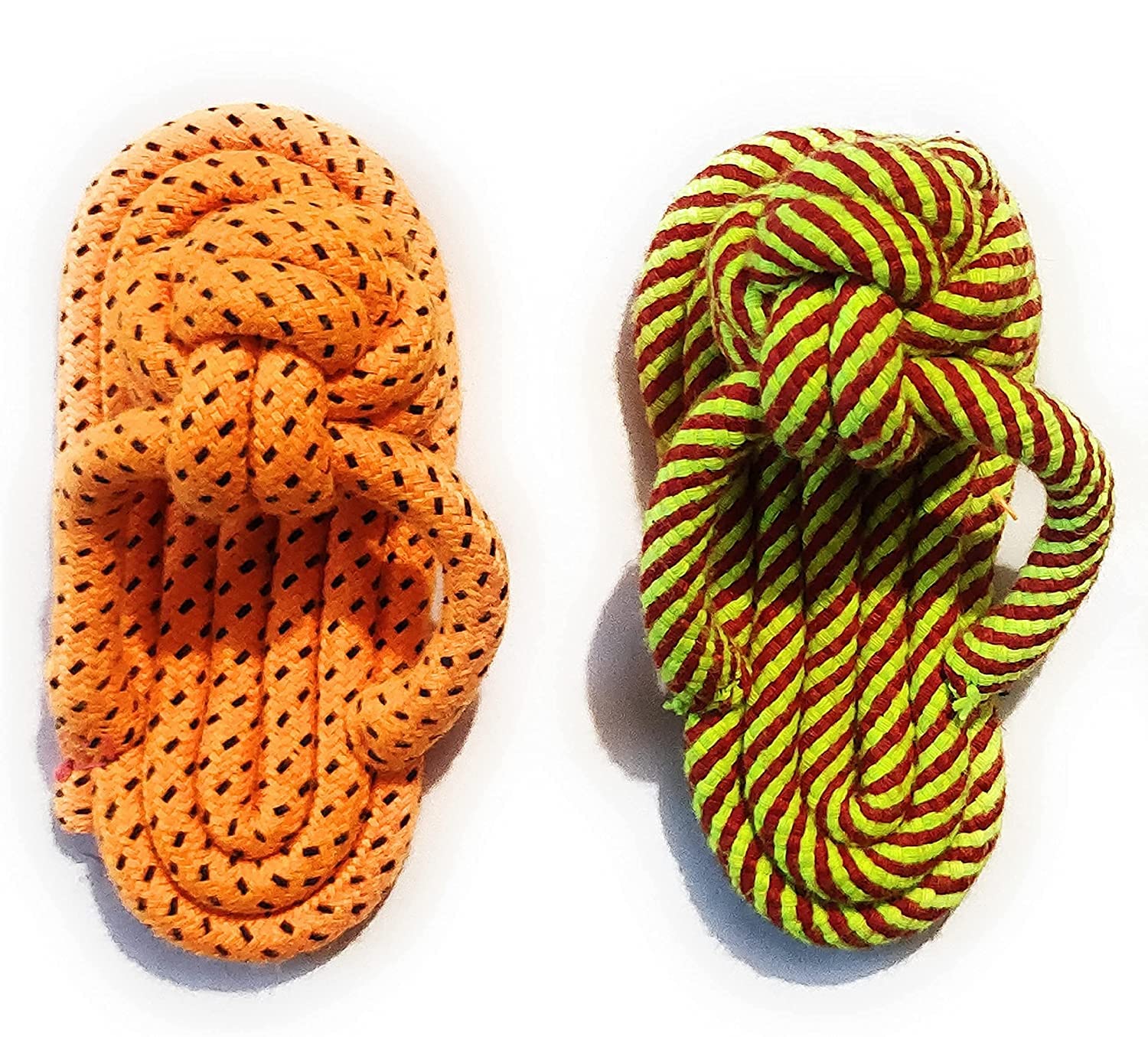 Rvpaws Pack Of 2 Cotton Poly Mix Chew Slipper Dog Toys For Teething Suitable Small And Medium Puppies. (2 Slipper Combo)