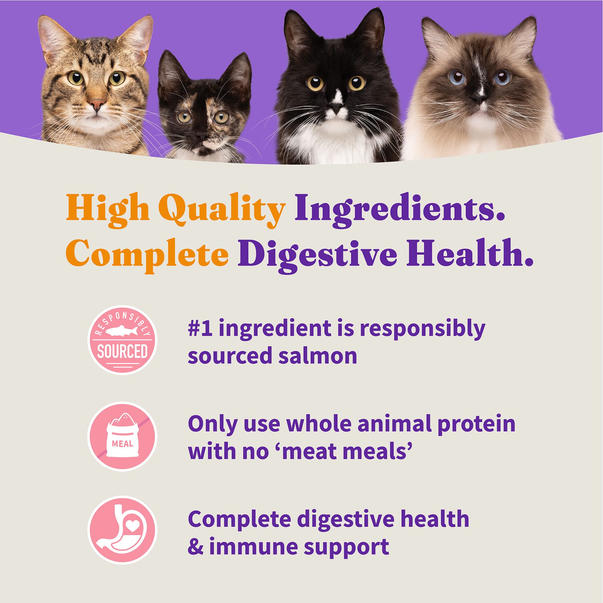 Halo Holistic Cat Food Wild Caught Salmon & Whitefish Formula, Grain Free Dry Cat Food, For Healthy Weight Support, Kibble for I