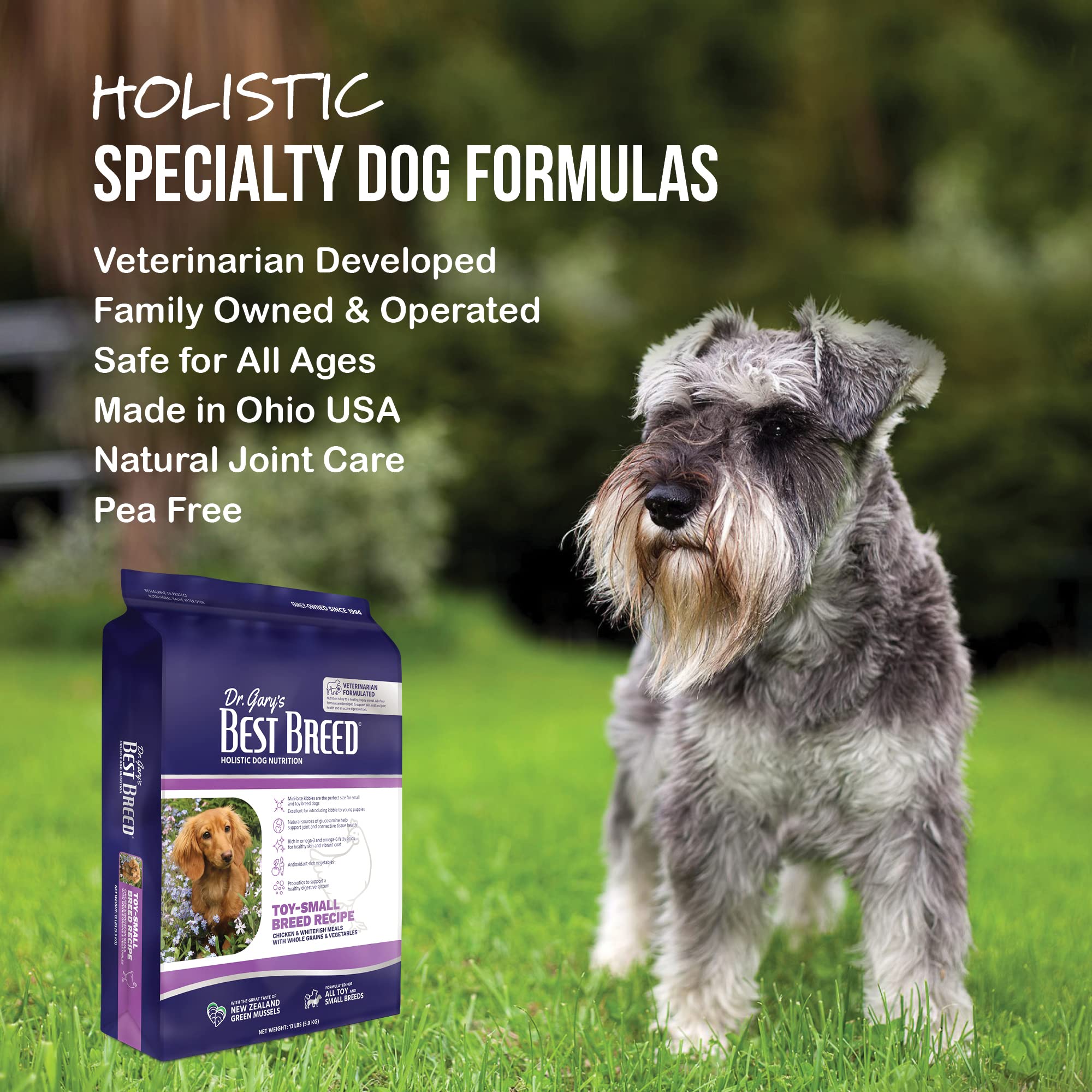 Dr. Garys Best Breed Small Breed Recipe Made in USA [Natural Dry Dog Food for All Breeds and Sizes] - 4lbs, Dark Brown (7-22301