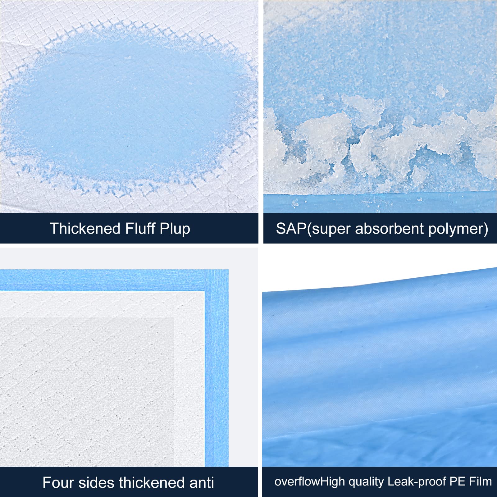 Boscute XXL Pet Training Pads - 30"x36", Heavy Absorbent, Leak-Proof, Quick Dry, Blue, Model CWD-FT, Disposable for Dogs and Cats
