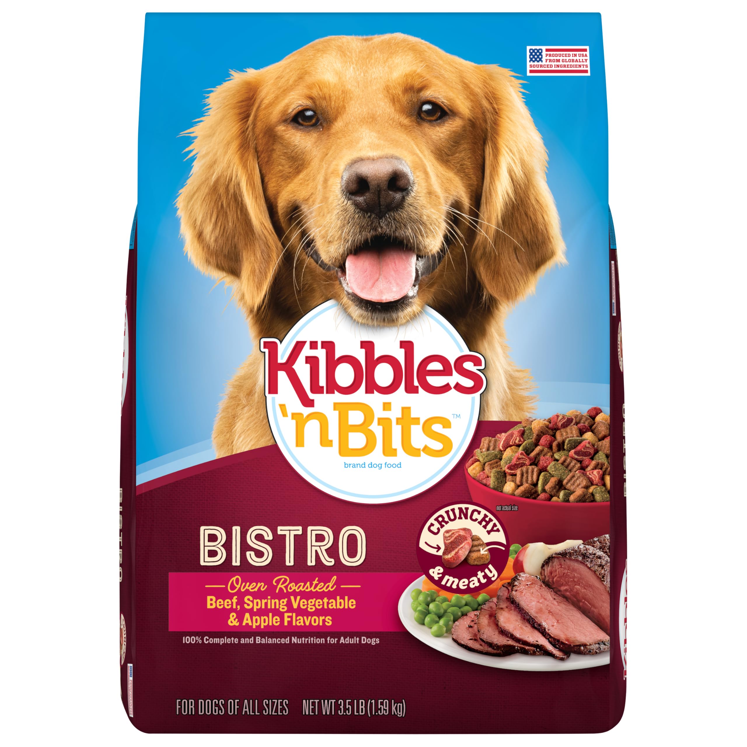 Kibbles N Bits Bistro Oven Roasted Beef Flavor Dry Dog Food, 3.5 Lb (Pack Of 4)