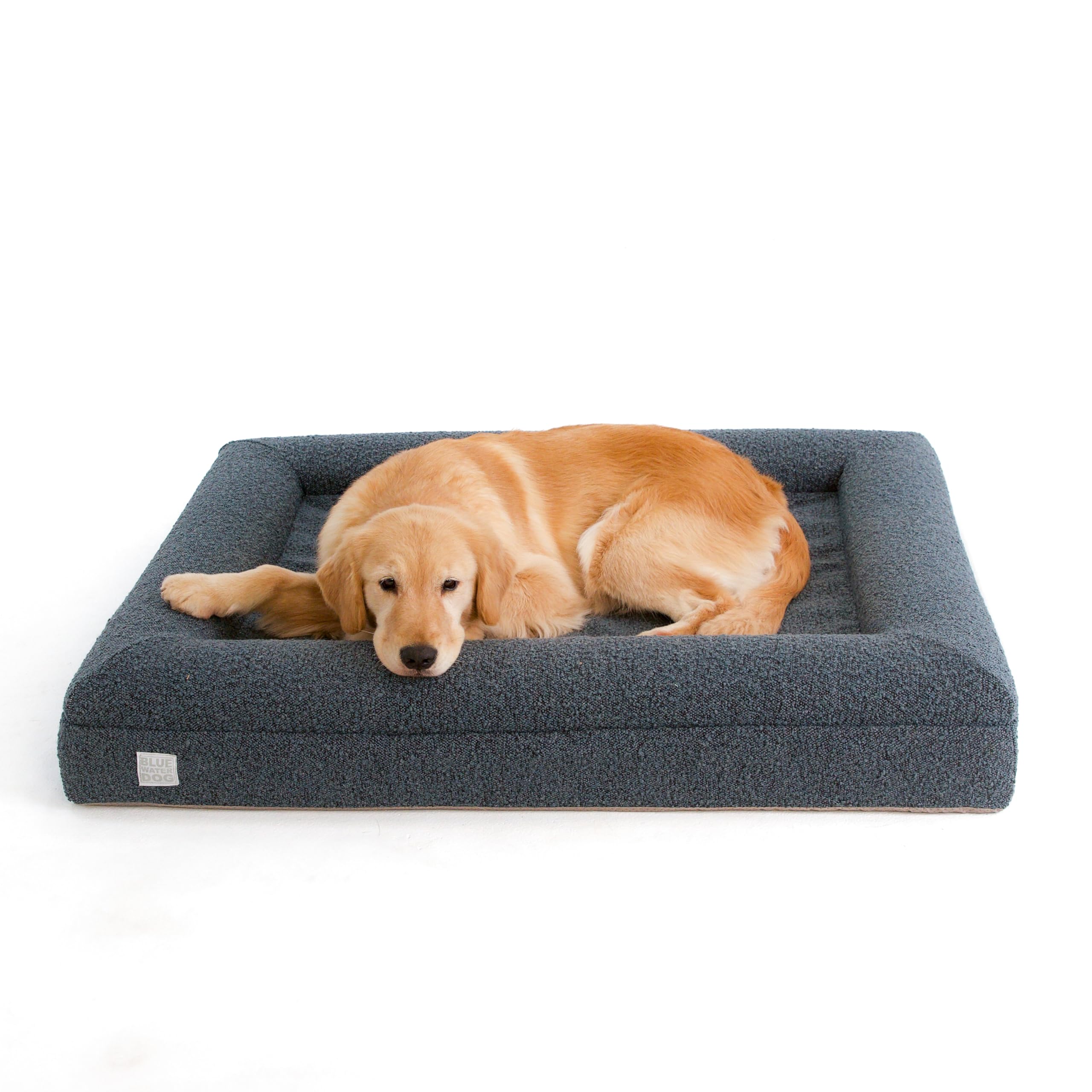 Bluewater Dog Luxury Boucle Orthopedic Memory Foam Dog Bed With Waterproof Liner And Machine Washable Cover With Ykk Zippers (La
