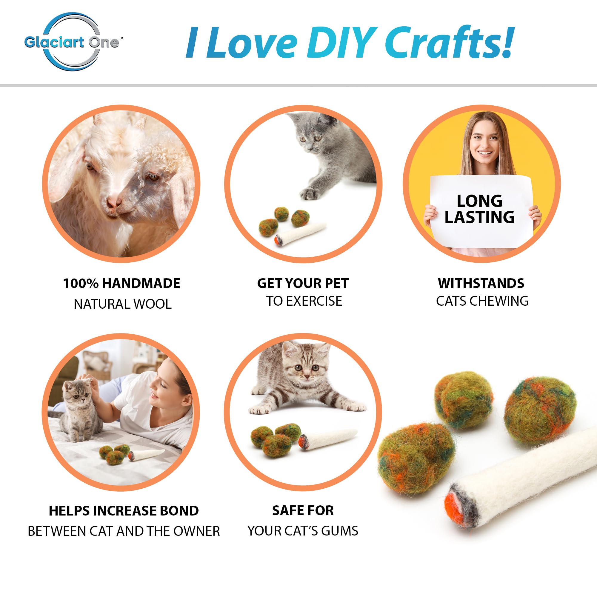 Glaciart One Catnip Joint & Buds Cat Toy Set | Crack For Funny Kittens, Stimulating Cat Toys For Boredom, Exercise & Play | Fill