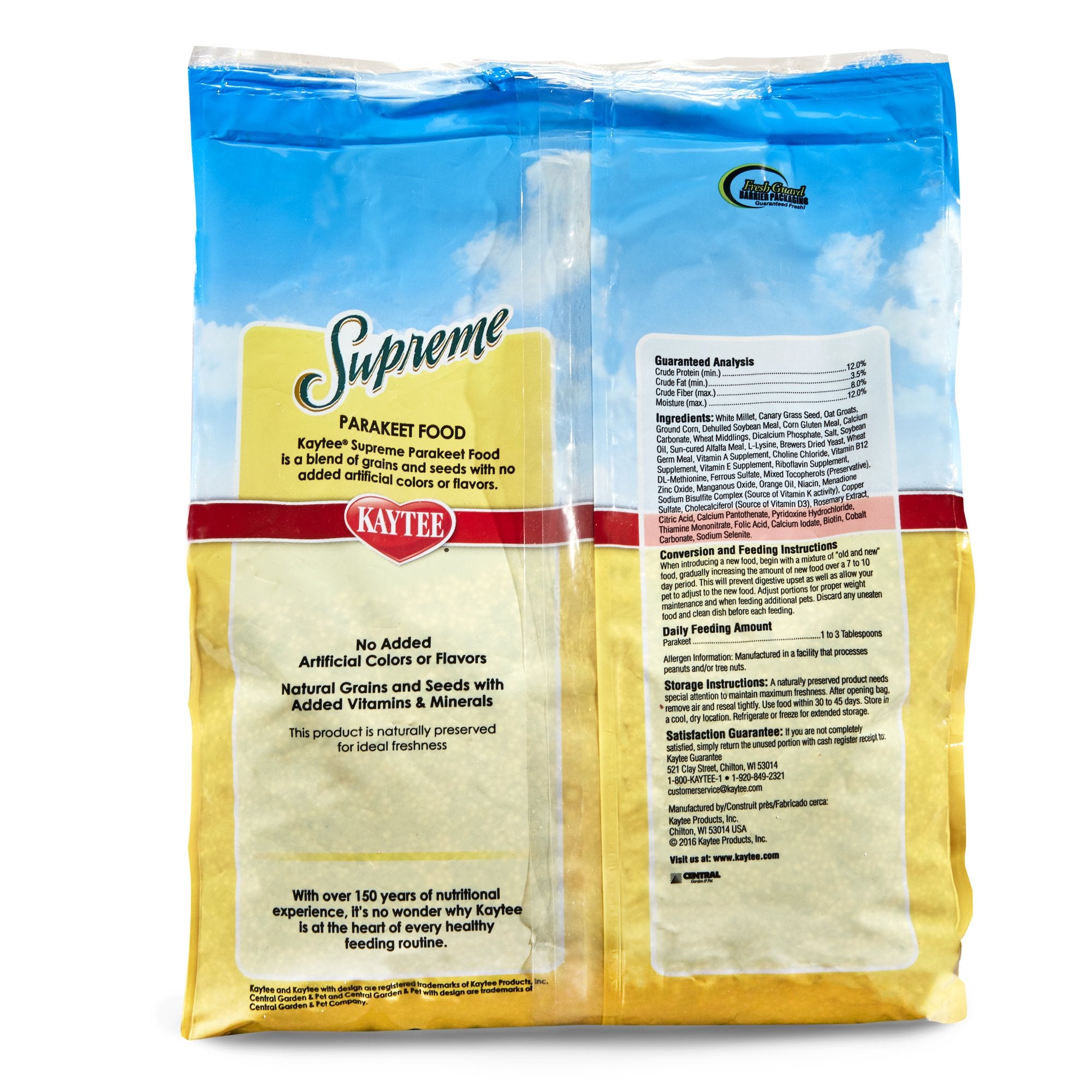 Kaytee Supreme Bird Food For Parakeets, 5-Lb Bag
