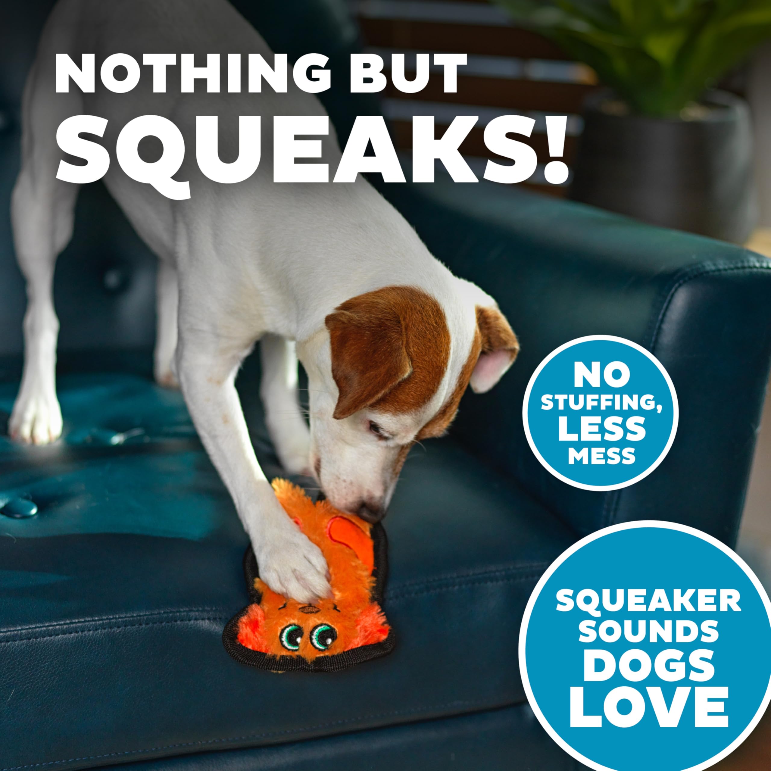 Outward Hound Durablez Tough Plush Squeaky Dog Toy, Dog, Orange, Xs