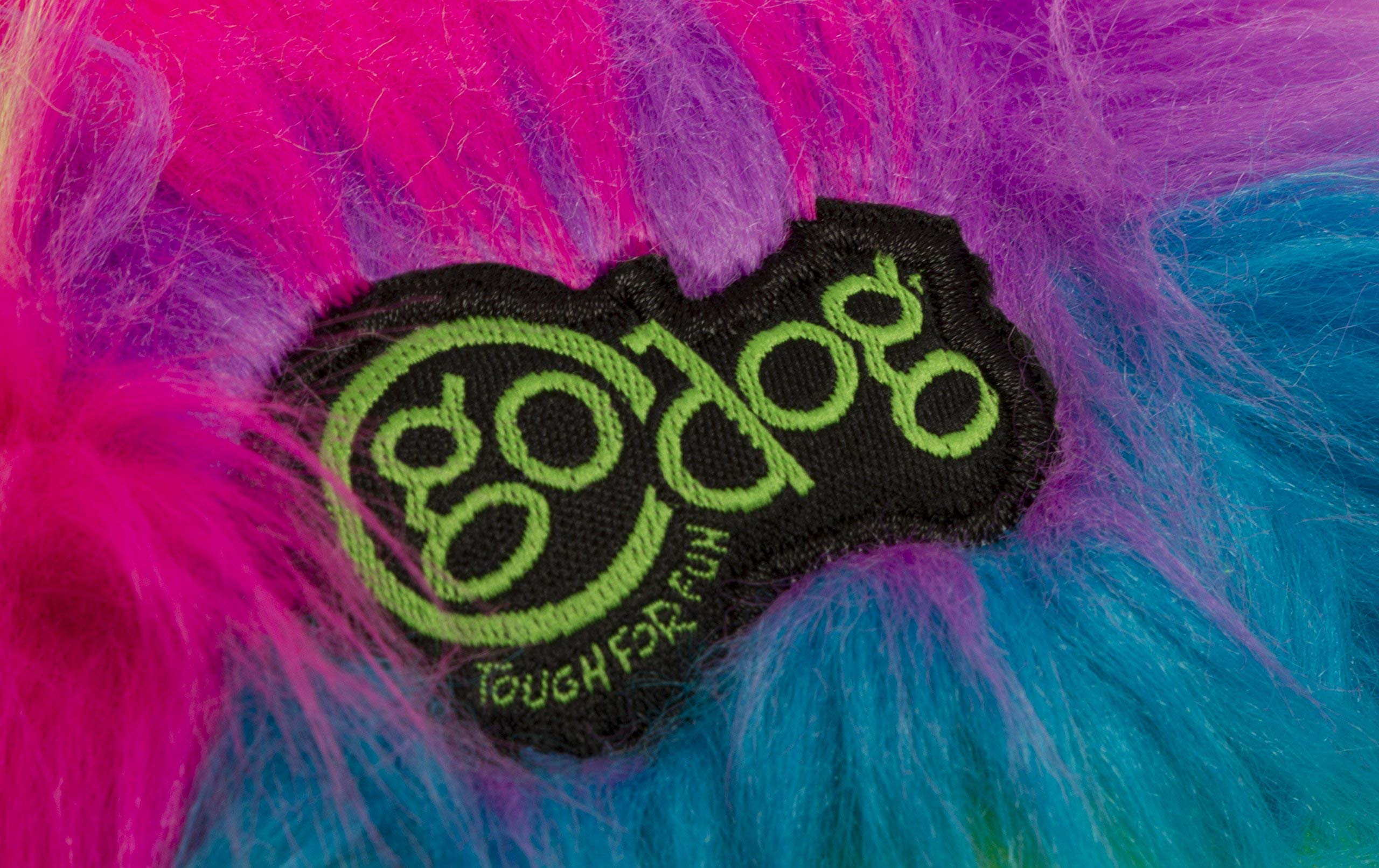 Godog Furballz Squeaky Plush Ball Dog Toy, Chew Guard Technology - Rainbow, Large