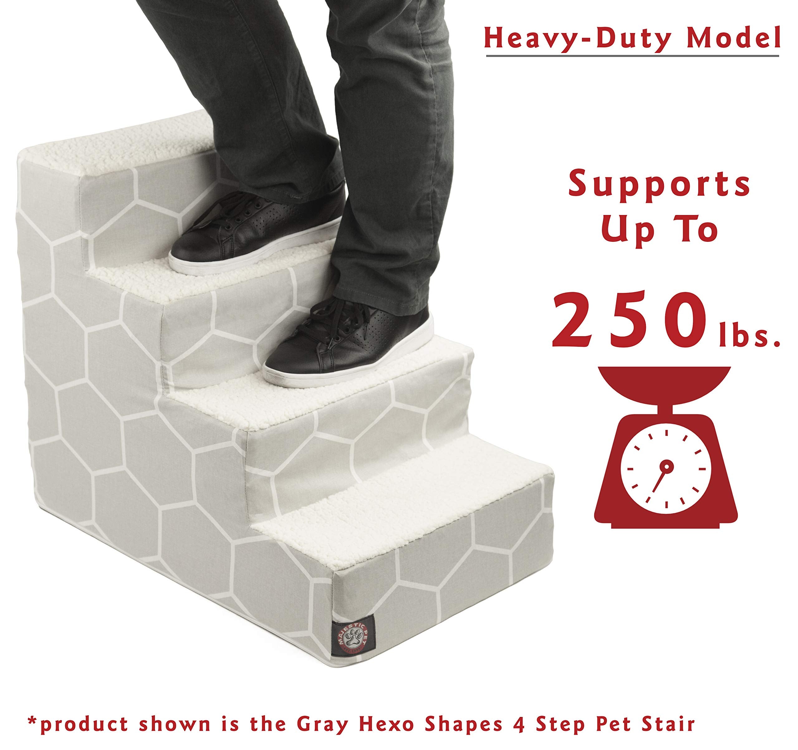 Majestic Pet 4 Step Portable Dog Stairs For Small Dogs To Get On Bed Supports 250 Lbs Or Less - Dog Steps For High Bed With Mach