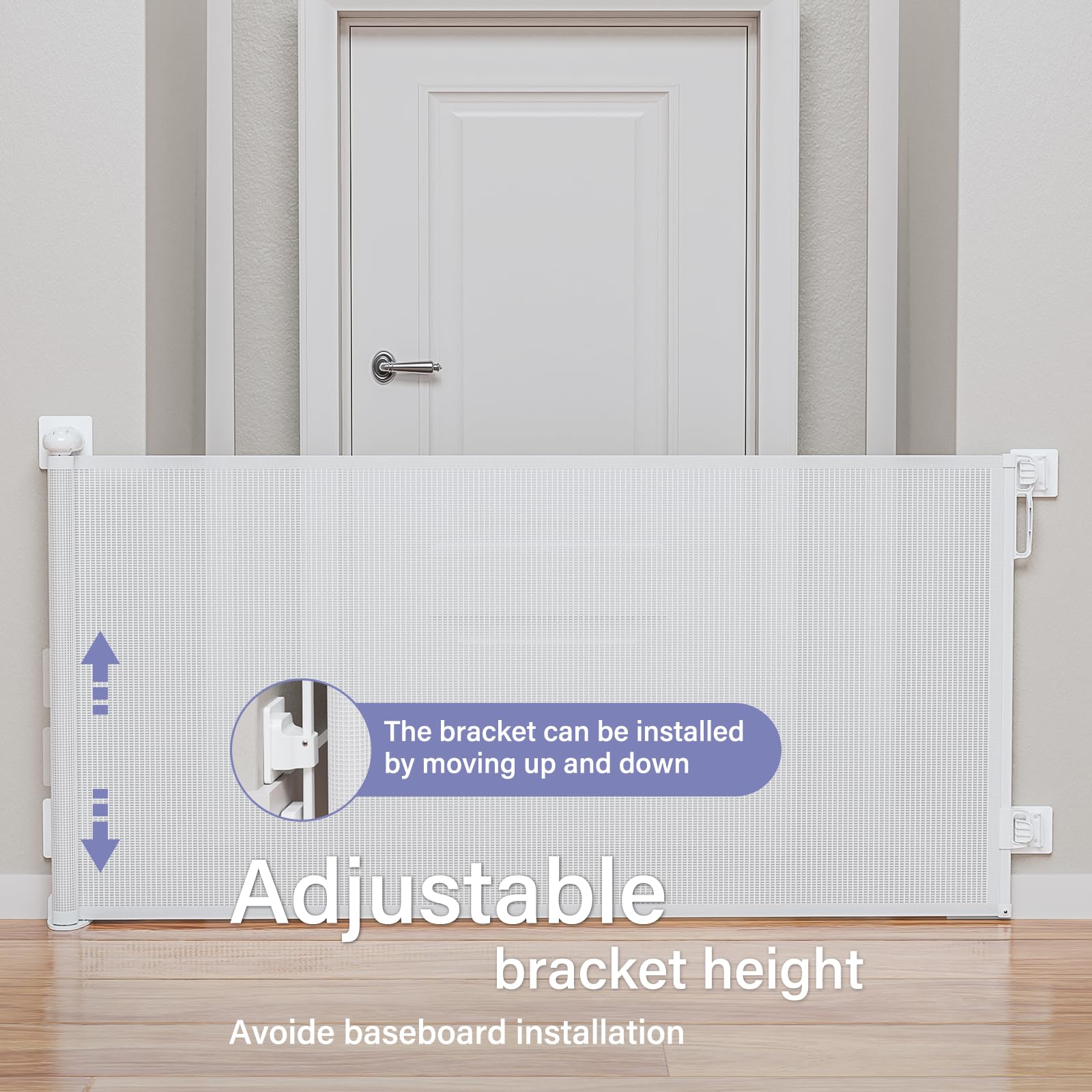 Retractable Baby Gates No Drilling, PRObebi Retractable Dog Gate for The House Extends to 54 Wide 33 Tall, Gates for Baby Indoor
