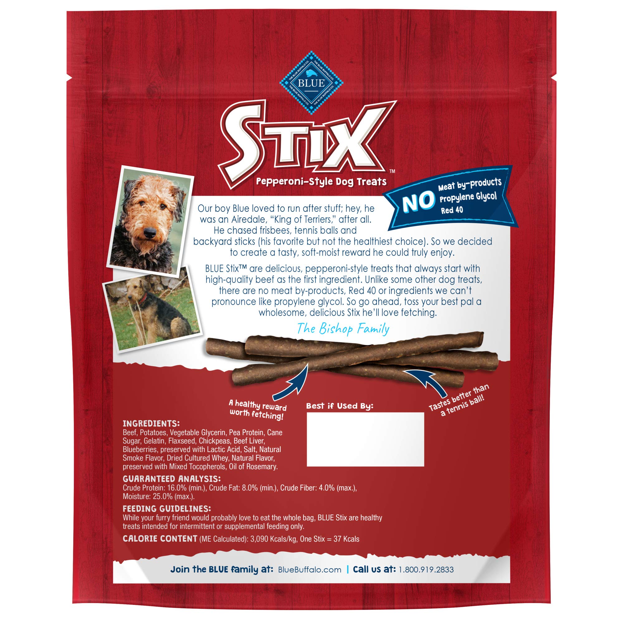 Blue Buffalo Stix Pepperoni-Style Dog Treats Made with Natural Ingredients, Beef Recipe, 13-oz Bag
