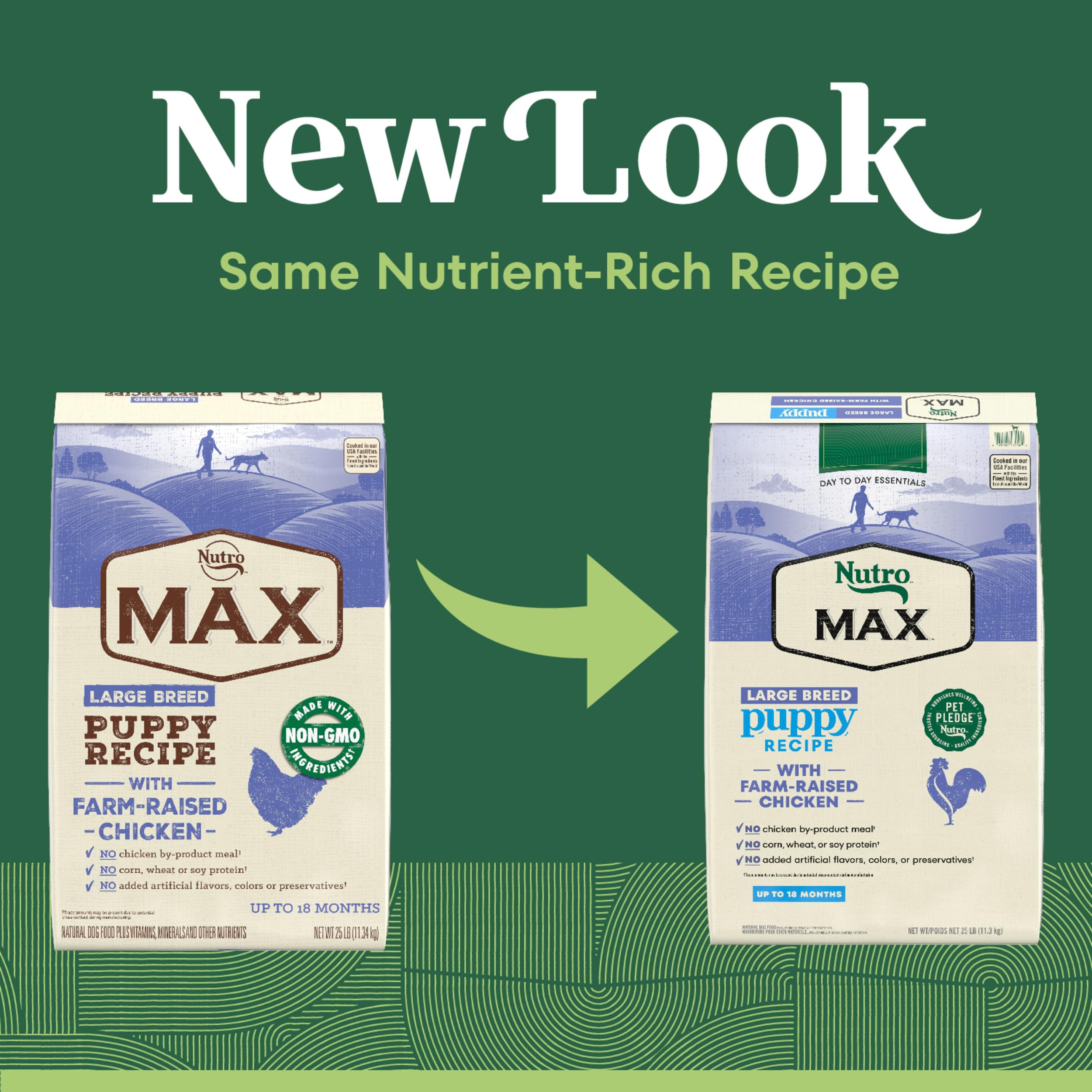 Nutro Max Large Breed Puppy Dry Dog Food with Farm-Raised Chicken, 25 lb Bag