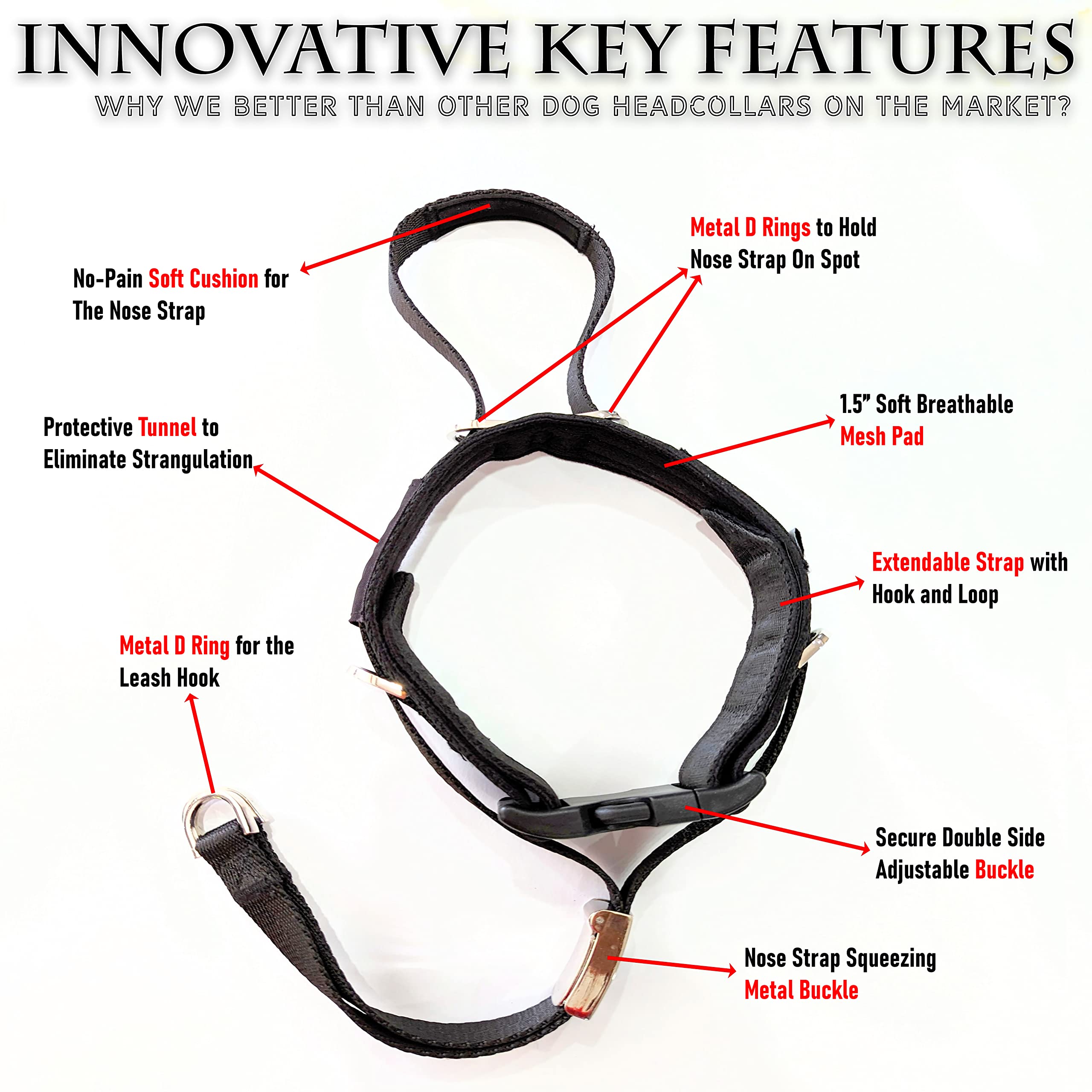 Petspromax No-Pull Dog Headcollar For Large Dogs (Agressive/Reactive Dogs; Instant Stop Pulling; Gentle Training Collar For Dogs
