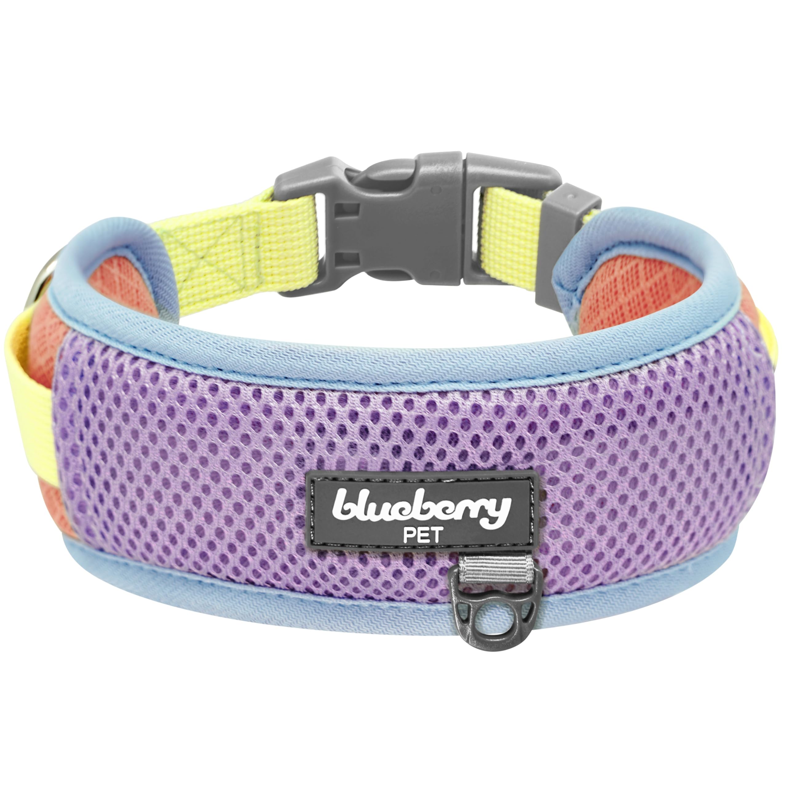 Blueberry Pet Vibrant Mesh Padded Dog Collar, Medium, Coral & Lilac - Award-Winning Thick Purple Collar For Female Dogs, Puppy &