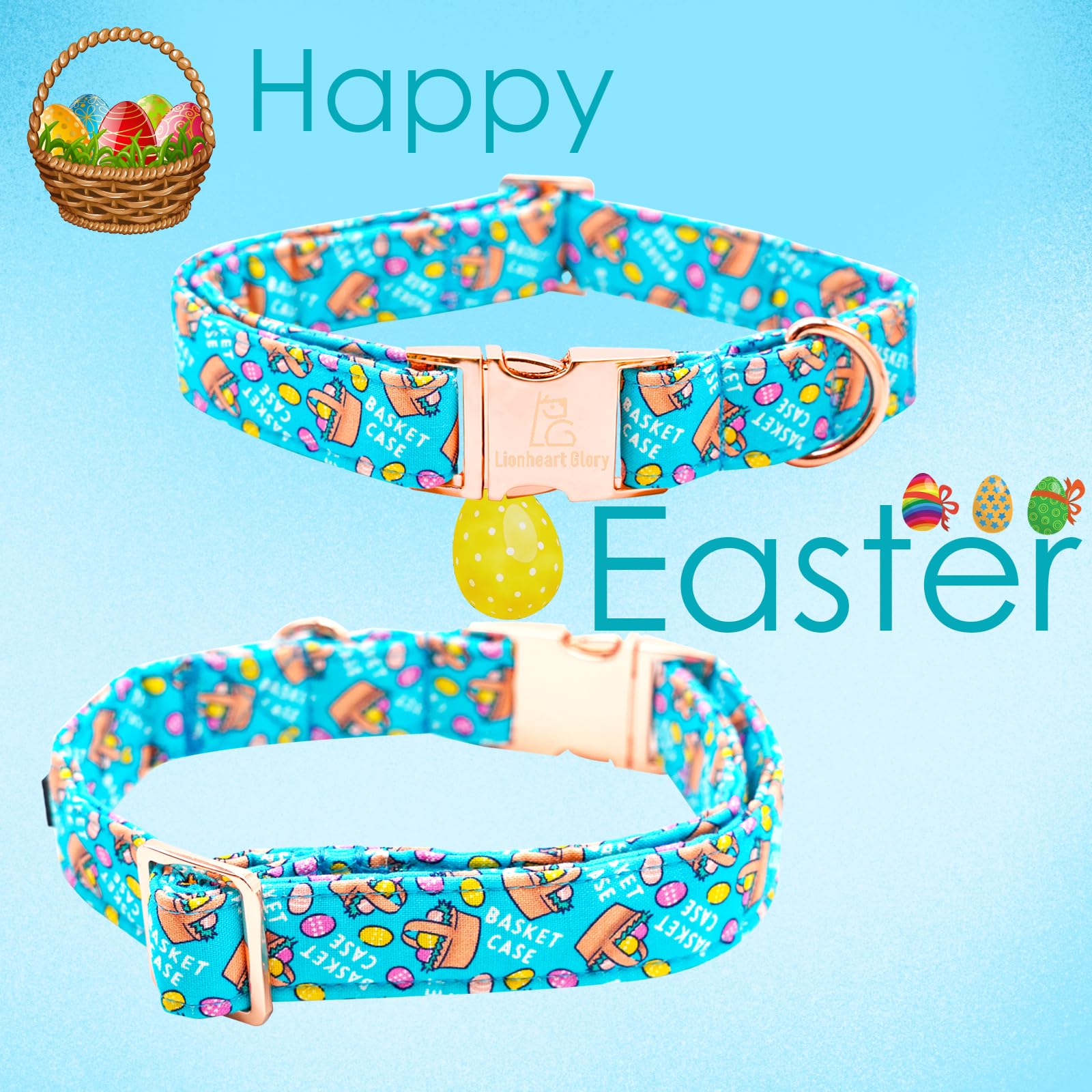 Lionheart Glory Easter Dog Collar Colorful Collar For Medium Dog Collars Easter Egg Print Dog Collars Spring Female Or Male Pet
