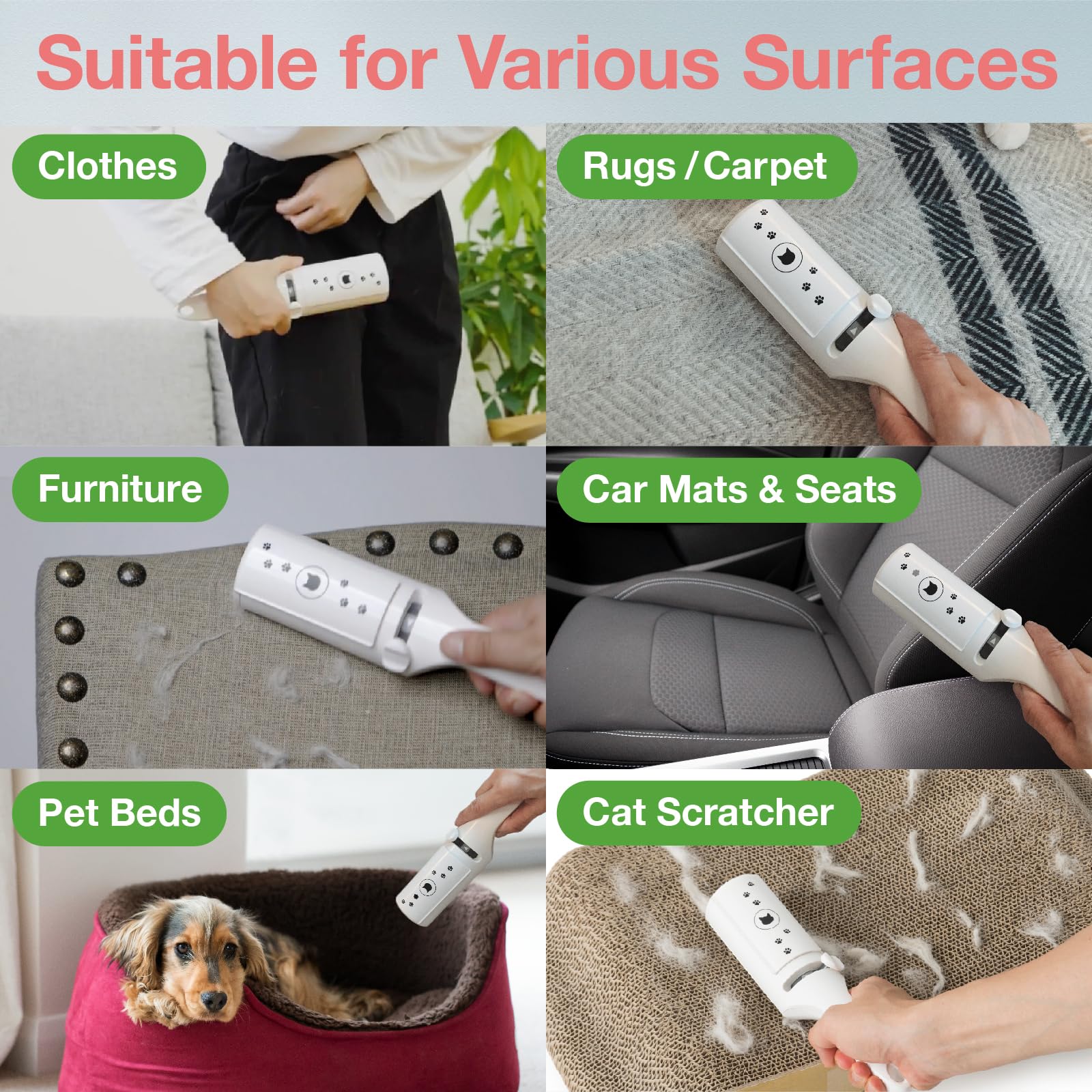 Necoichi Purrfection Neat & Easy Cat Hair Pet Hair Remover, Textured Microfibers Trap Fur & Lint Fast, Made In Japan