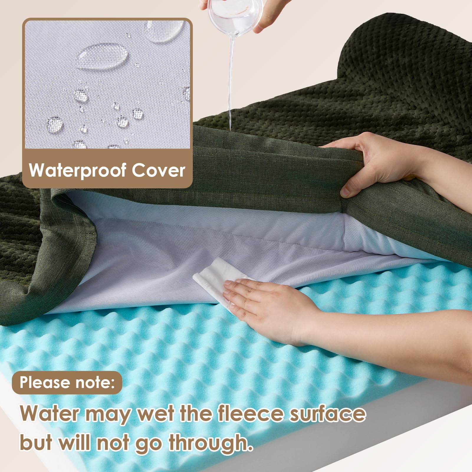 Eheyciga Memory Foam Large Dog Bed, Orthopedic Dog Beds For Large Dogs, Waterproof Egg Crate Dog Couch Bed With Washable Removable Cover And Non-Slip Bottom, L Shaped Dog Bed, Dark Green