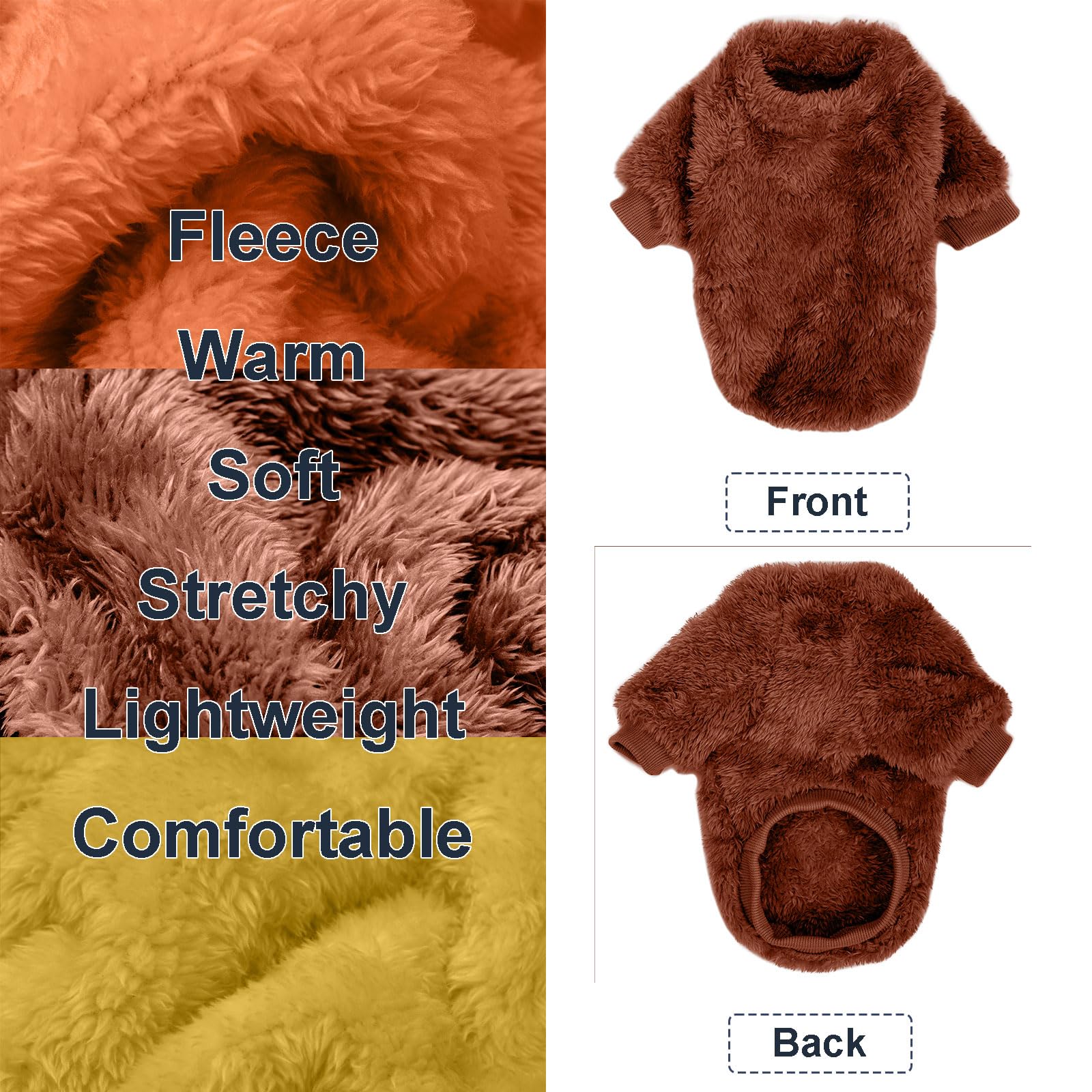 Kyaringtso Dog Sweater, 3 Pack Dog Sweaters For Small Dogs, Dog Clothes For Small Dogs Girl Boy, Ultra Soft And Warm Puppy Sweater Dog Coat For Winter Christmas (Orange+Coffee+Yellow, X-Small)