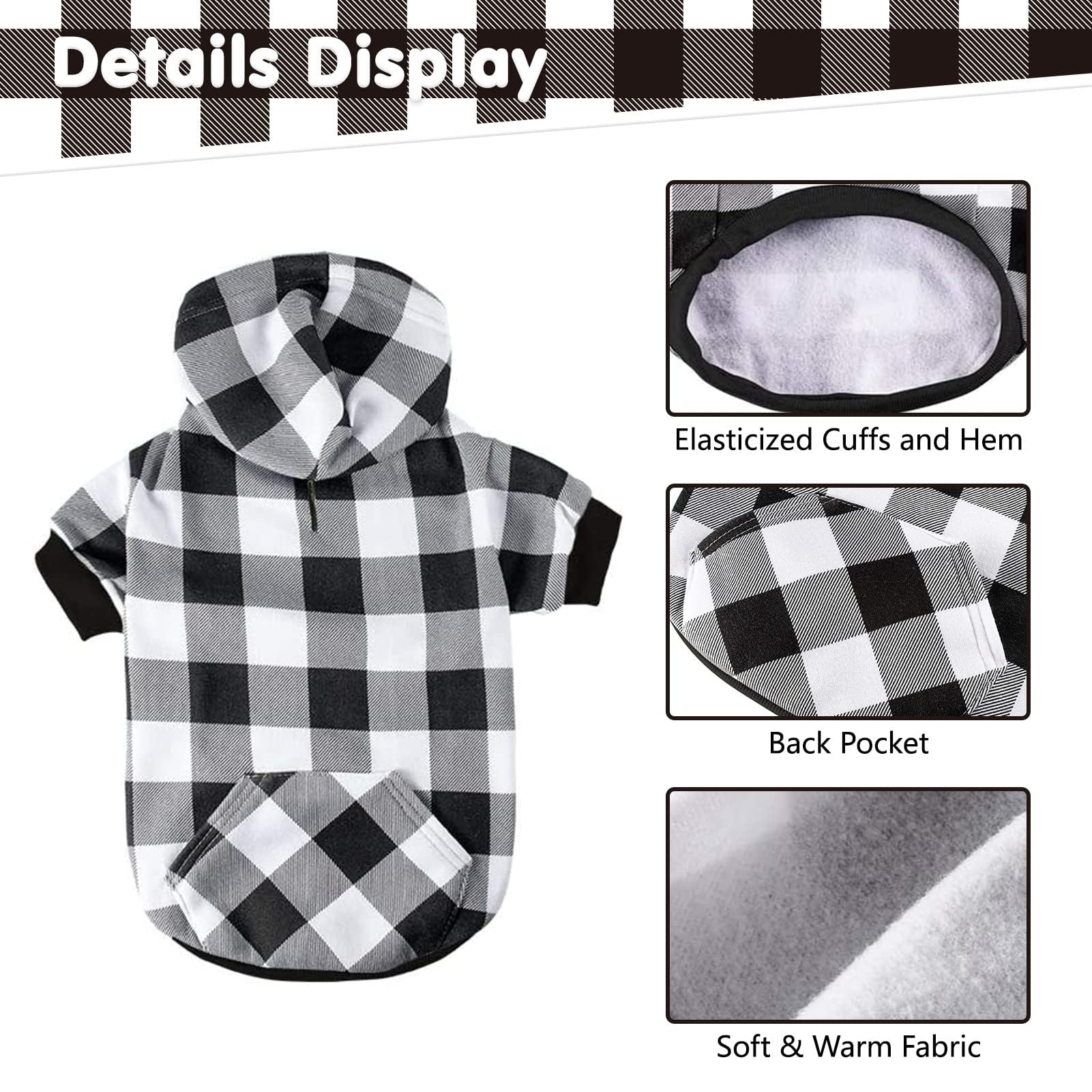 Plaid Dog Hoodie Pet Clothes Sweaters With Hat
