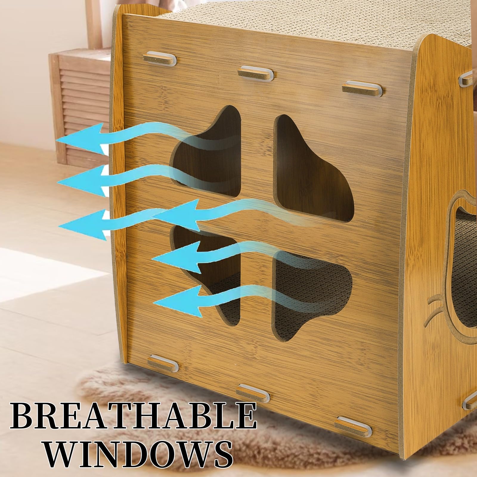 Wringkit 2-Level Cat Scratcher House, 2 In 1 Cat Cardboard House With Scratching Pads, Large Cat House Lounge For Indoor Cats To