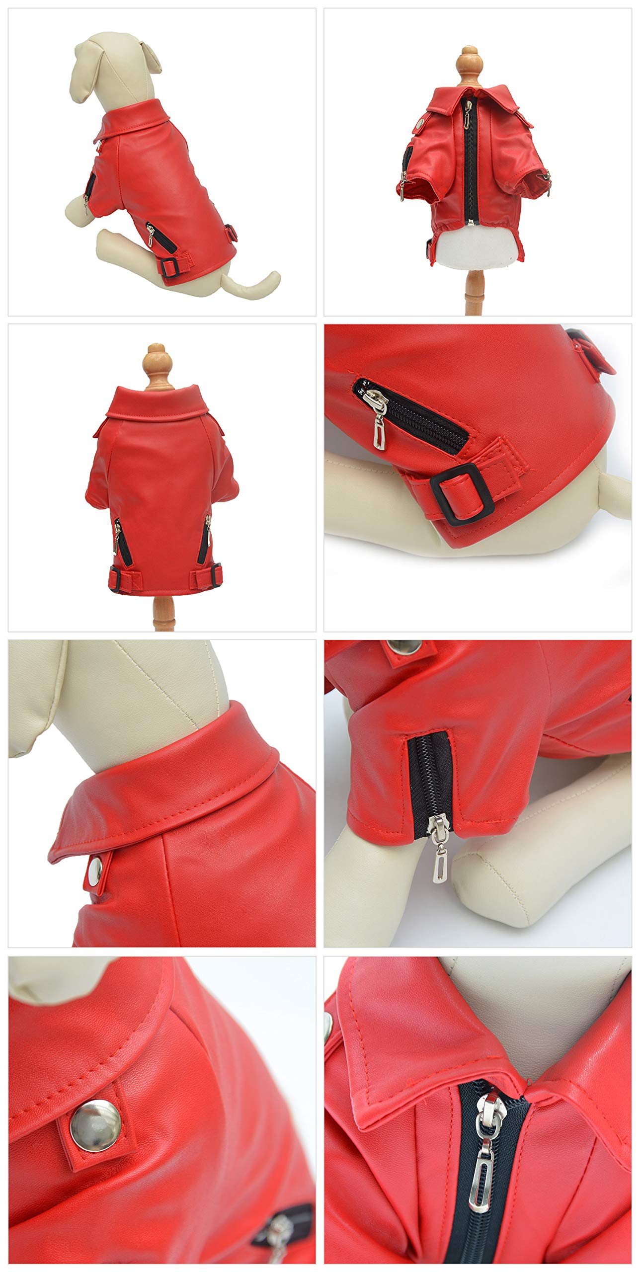 Lovelonglong Cool Dog Leather Jacket, Warm Coats Dogs Windproof Cold Weather Coats For Large Medium Small Dogs, Boston Terrier C
