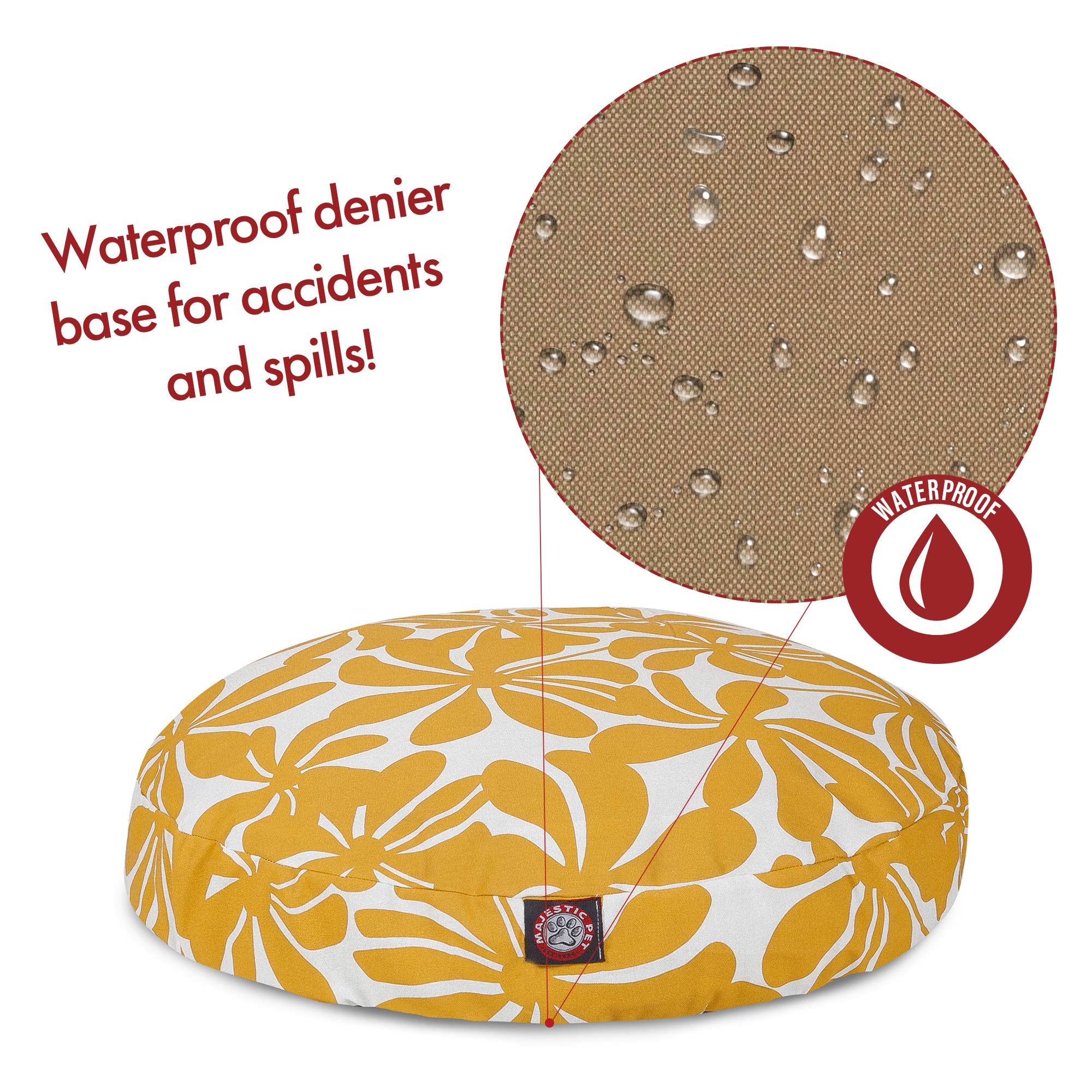 Yellow Plantation Medium Round Indoor Outdoor Pet Dog Bed With Removable Washable Cover By Majestic Pet Products