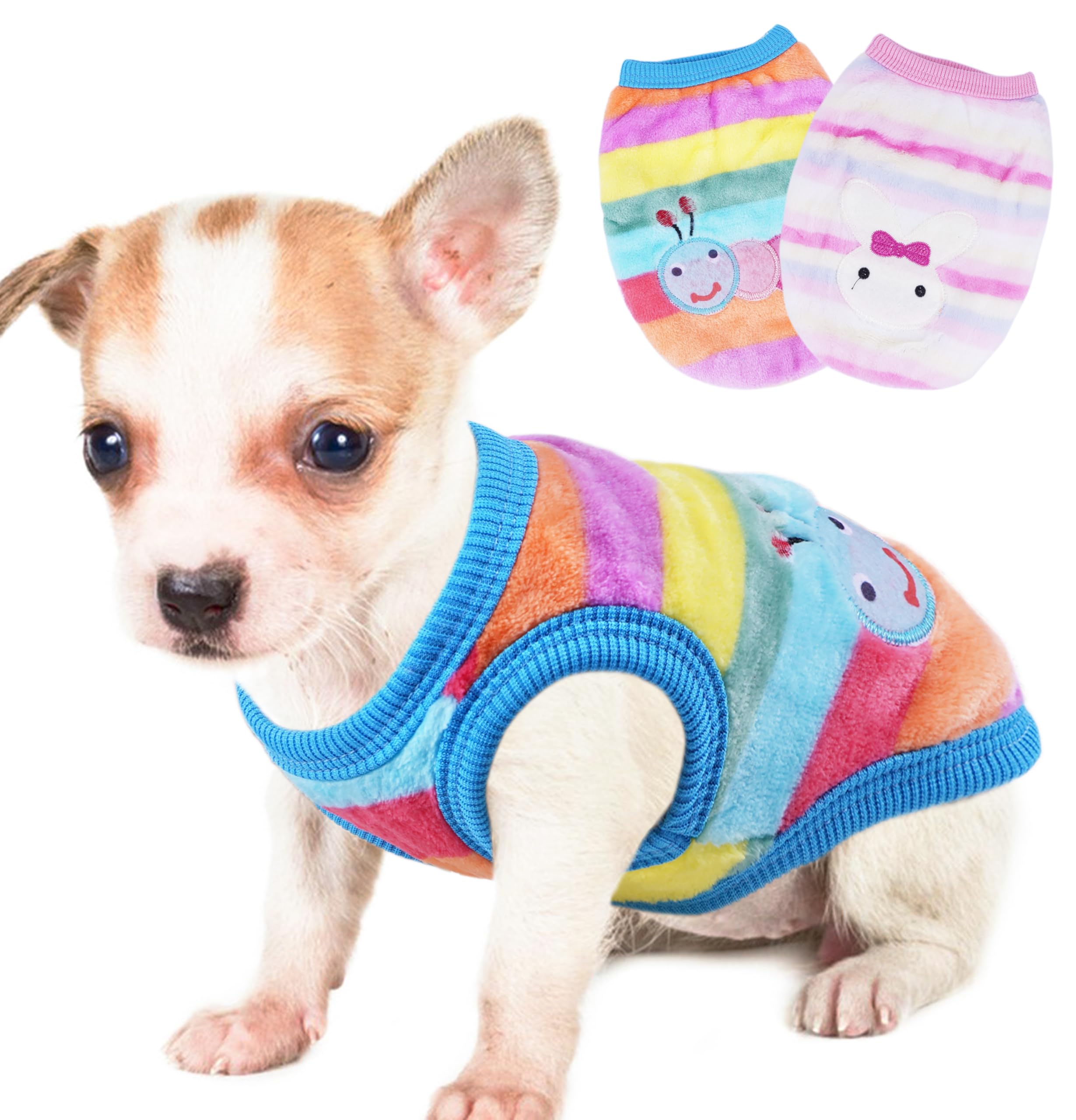 2 Pieces Xxs Chihuahua Sweater Cute Small Dog Sweater Fleece Puppy Sweater Winter Extra Small Dog Sweater Pet Dachshund Sweater 