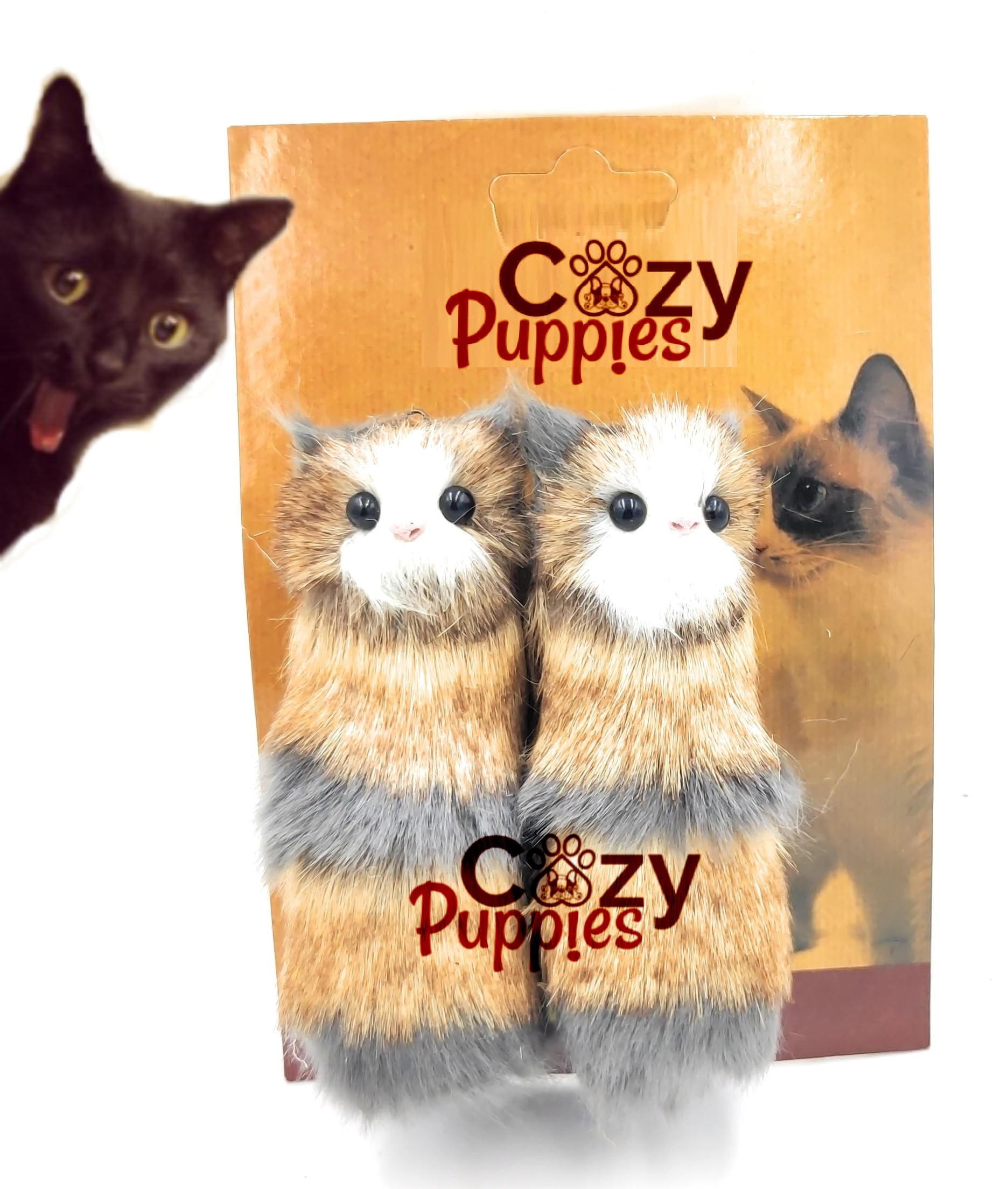 The Dds Store 2 Pcs Small Cat Squeaky Animal Fluffytoy Kitten Haired Tail Feathers Mice Mouse Rabbit Cat And Dog Toy (Color May 