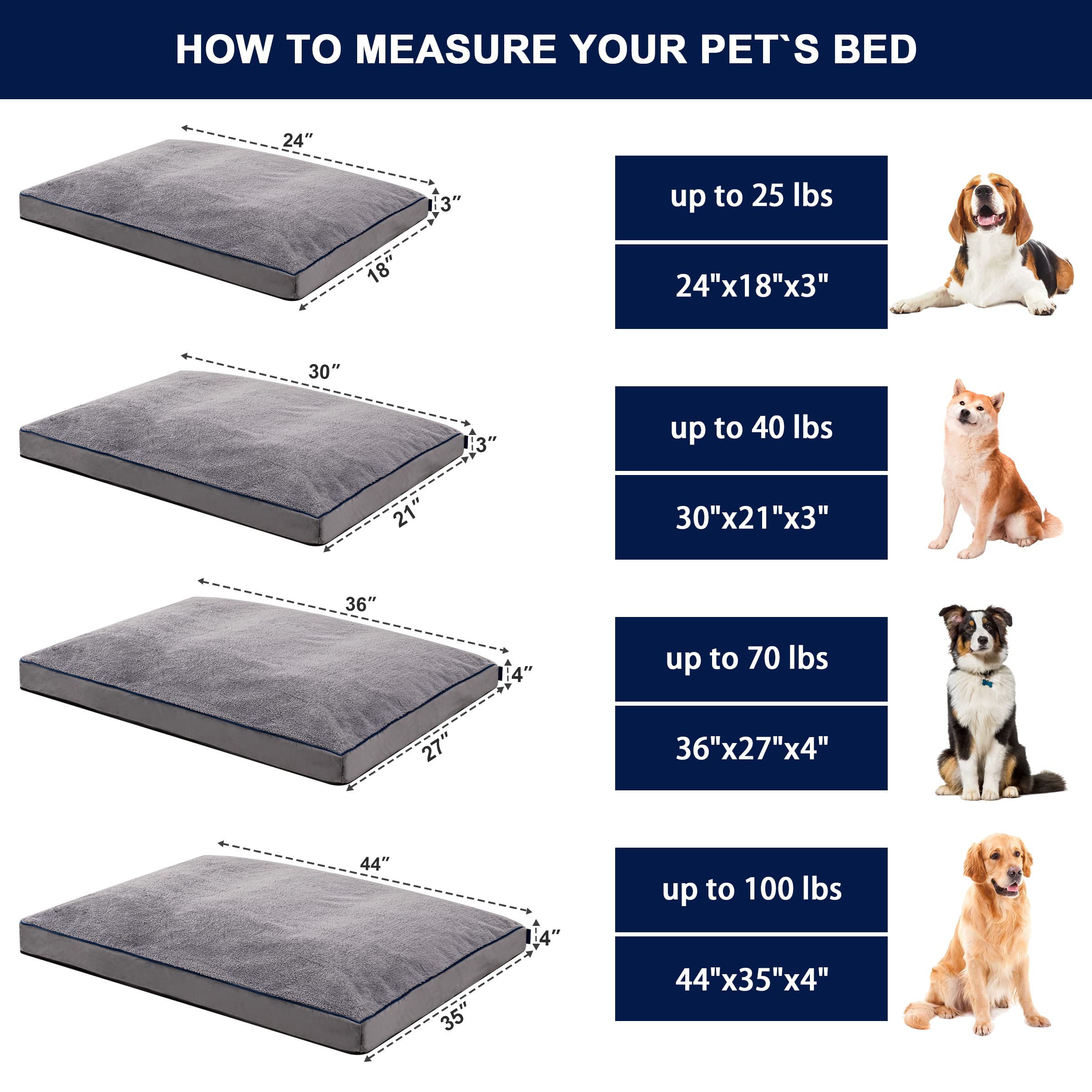 Subrtex Xl Dog Bed, Pet Bed With Removable Washable Cover, Waterproof Fleece Fabric Dog Crate Bed Anti Slip Bottom (44 Inch,Grey