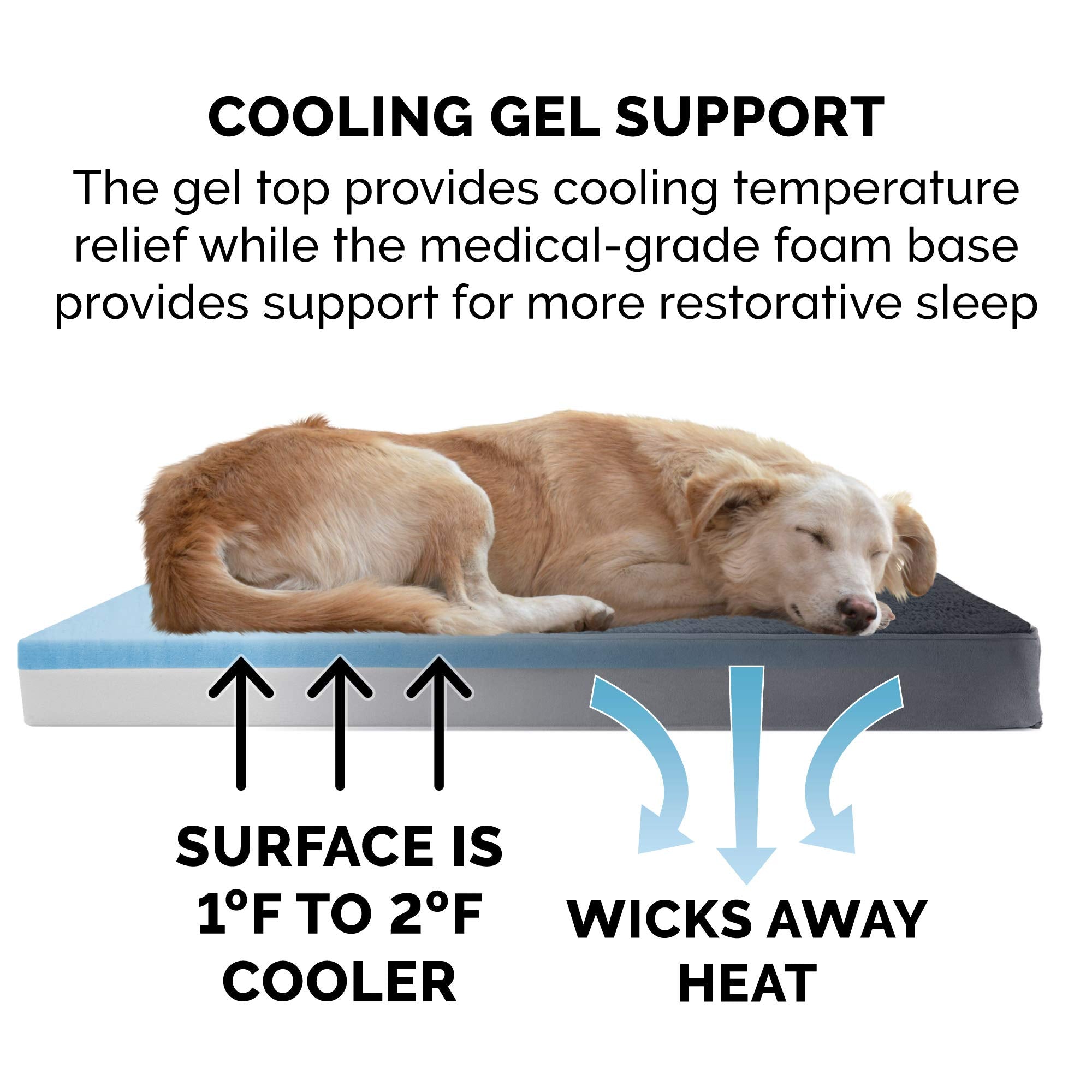 Furhaven Pet Products Terry & Suede Deluxe Cooling Gel Memory Foam Pet Bed For Dogs & Cats - Gray, Large