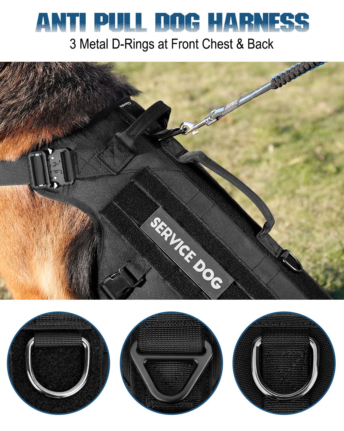 Tactical Dog Harness - Petnanny Service Dog Vest For Large Dogs Fully Body Coverage In Training Dog Harness With 2 Reflective Do