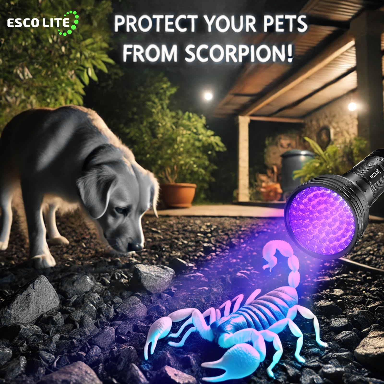 ESCO LITE UV Flashlight - 100 LED 395 nM Black Light for Pet Stains & Bed Bugs - Aluminum Model ESCO_0060