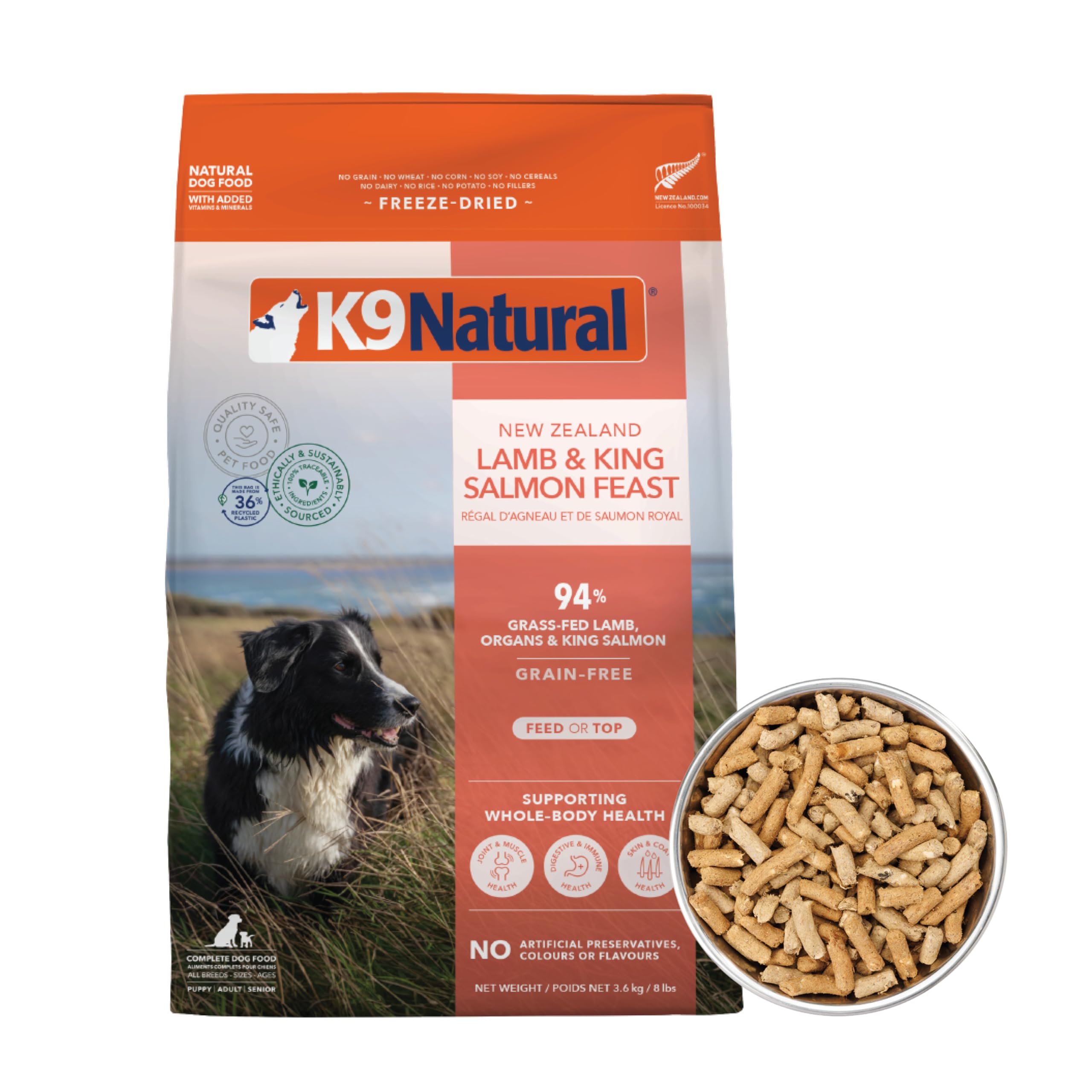 K9 Natural Freeze-Dried Dog Food Lamb & King Salmon Feast 8lb