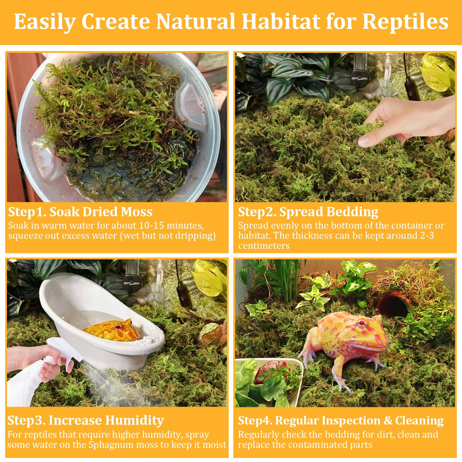 Legigo 1.3Lb Sphagnum Moss For Reptile- 24 Qt Natural Reptile Moss Terrarium Moss Substrate, Snake Tank Moss Peat Moss Reptile B