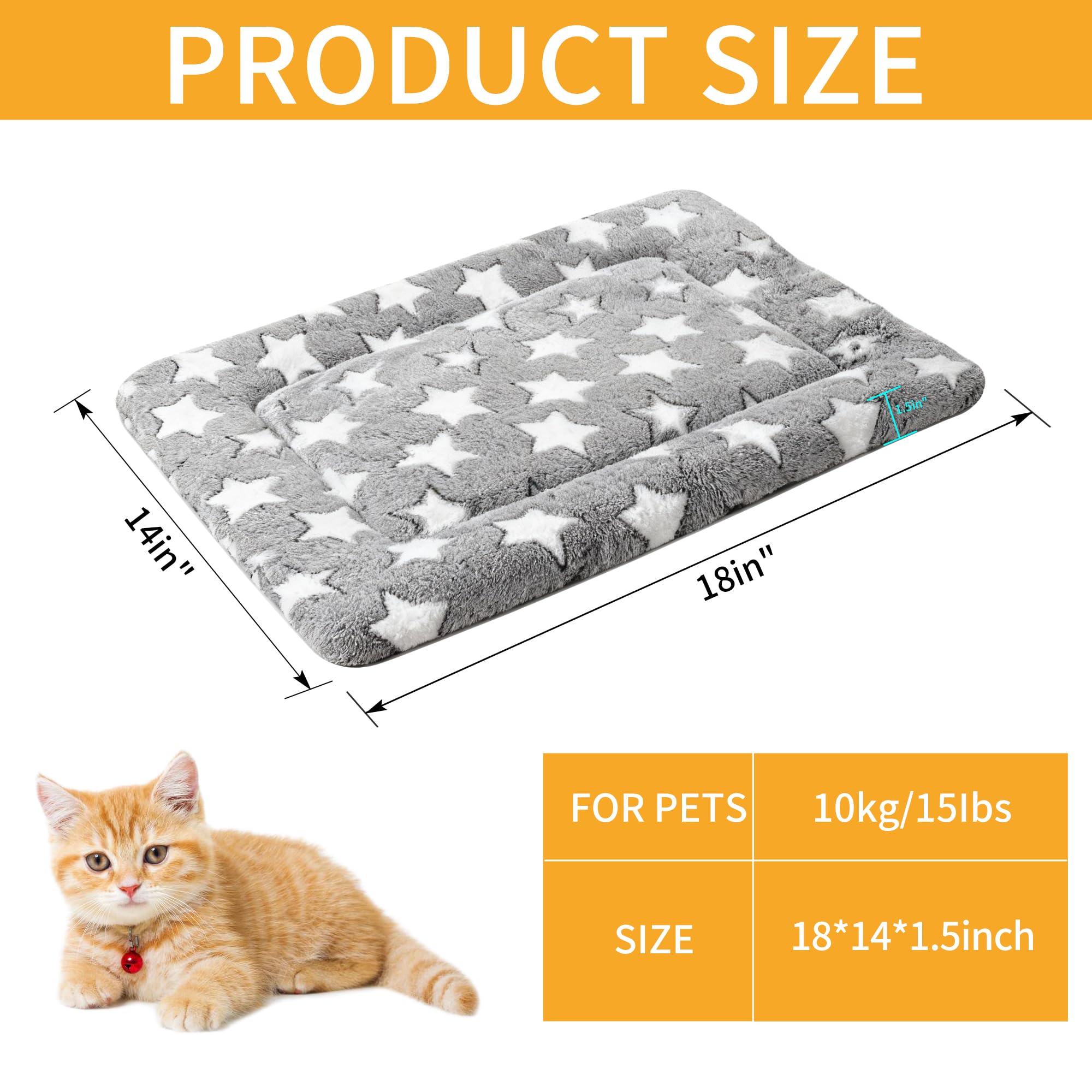 Dog Bed Mat, Reversible Crate Pads for Small/Medium/Large Dogs & Cats Sleeping, Portable & Soft, Dog Beds Crate Pad (Grey, XS(18