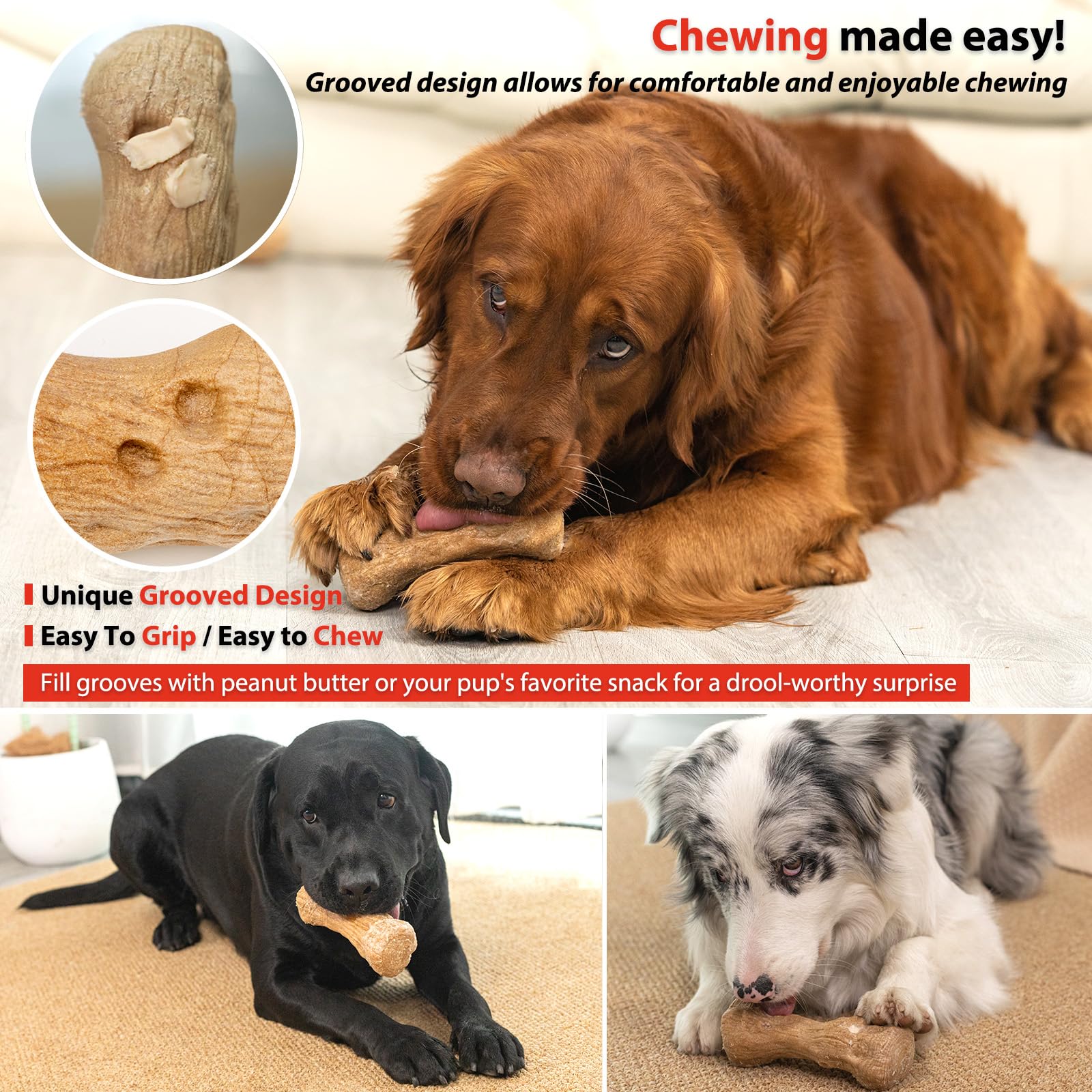 Willjoy Dog Chew Toys for Aggressive Chewers, Large Pine Wood & Nylon, Bacon Flavor, Model DCT01 - 1-Pack DuraDumb