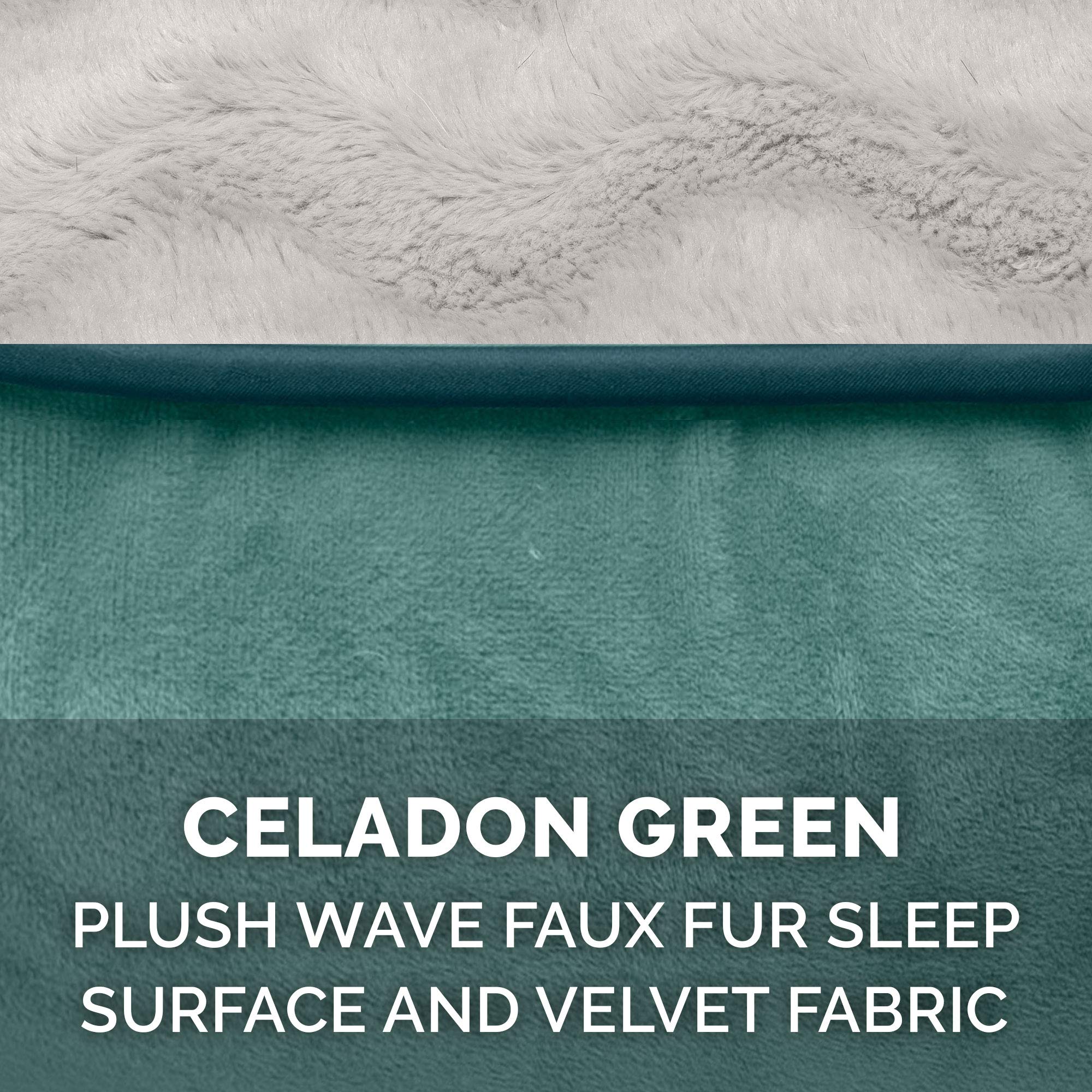 Furhaven Large Dog Bed Cover, Plush & Velvet Waves, Machine Washable, Celadon Green, 36L x 27W, Sofa-Style Replacement Cover
