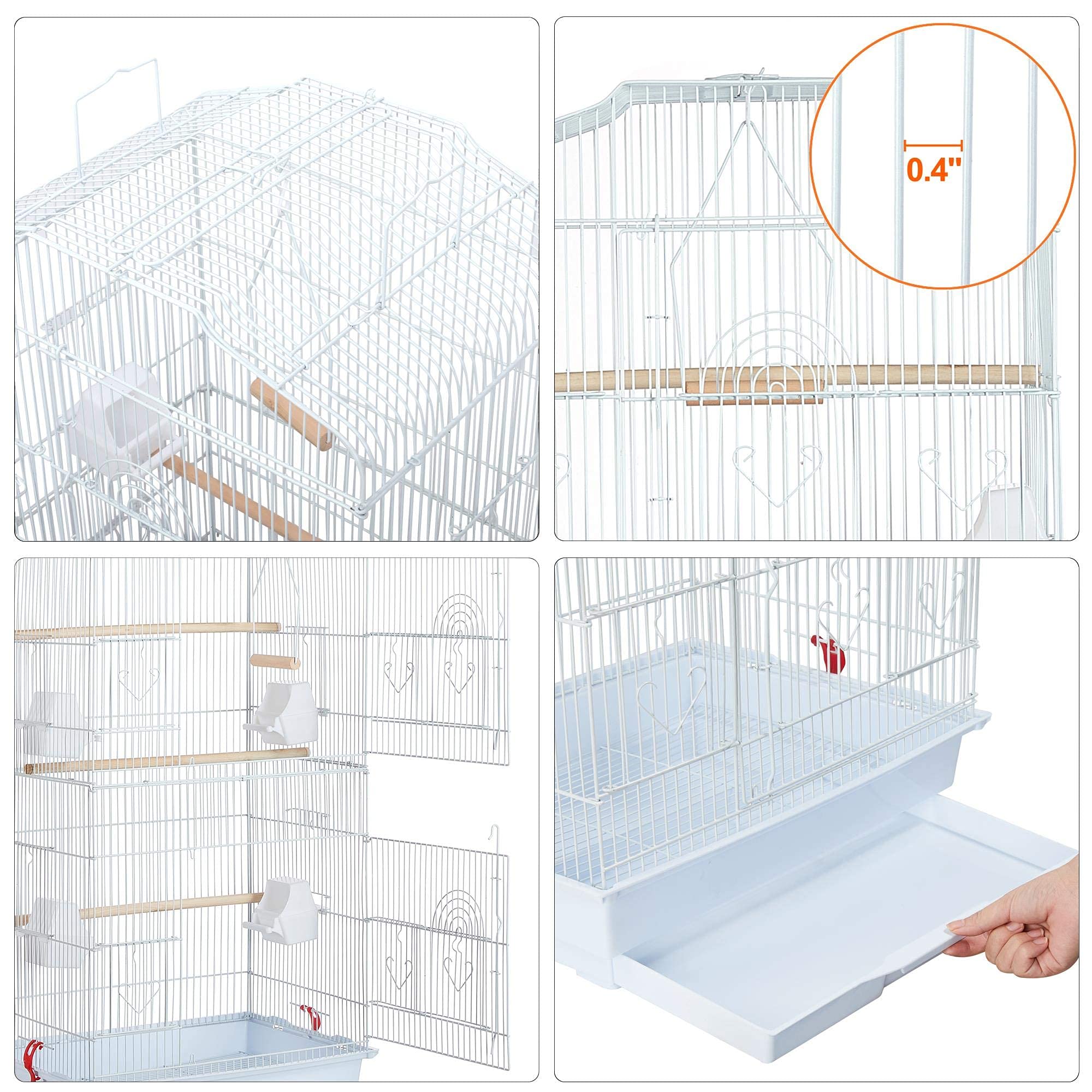 Yaheetech 64-Inch Open Play Top Bird Cages For Parakeets Cockatiels Finches Lovebirds Canaries Conures Budgies Parrot Birdcage W/Detachable Rolling Stand, White