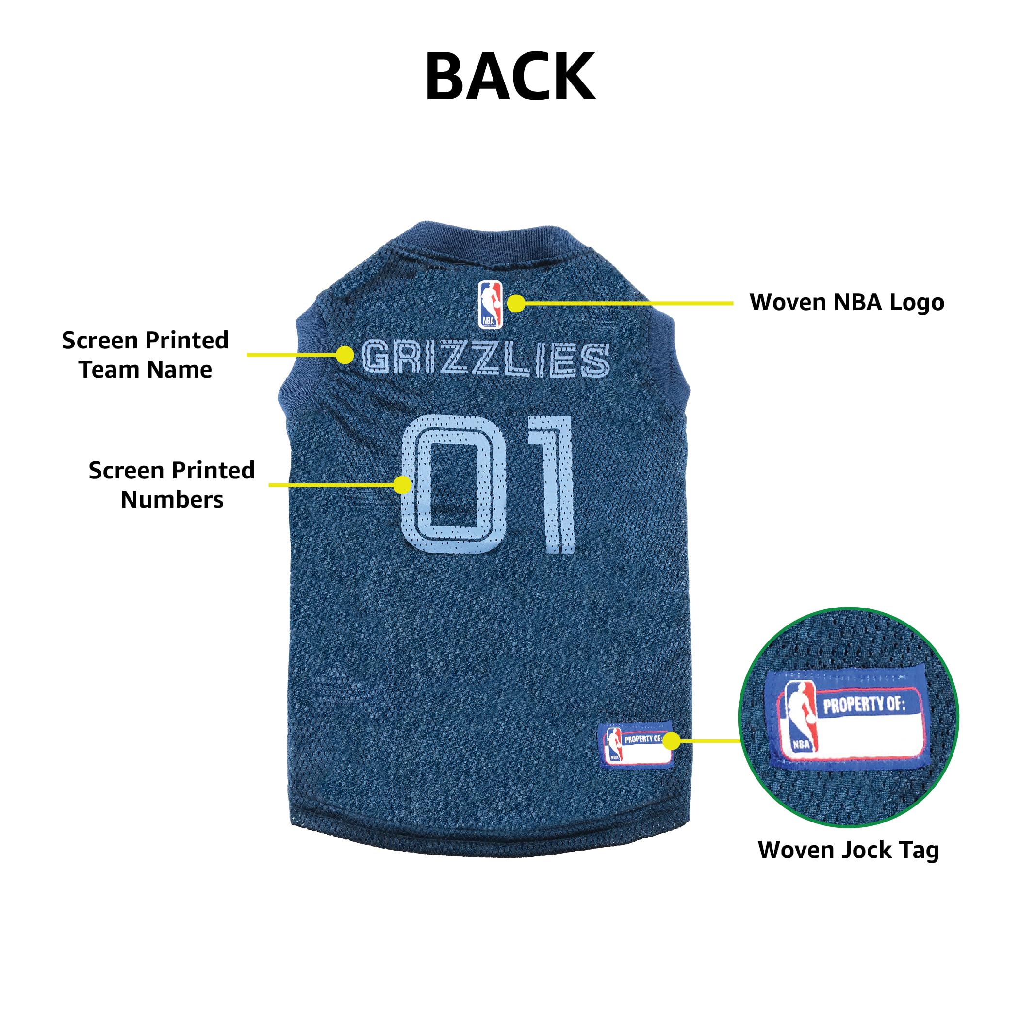 Pets First NBA MEMPHIS GRIZZLIES DOG Jersey, X-Large - Tank Top Basketball Pet Jersey