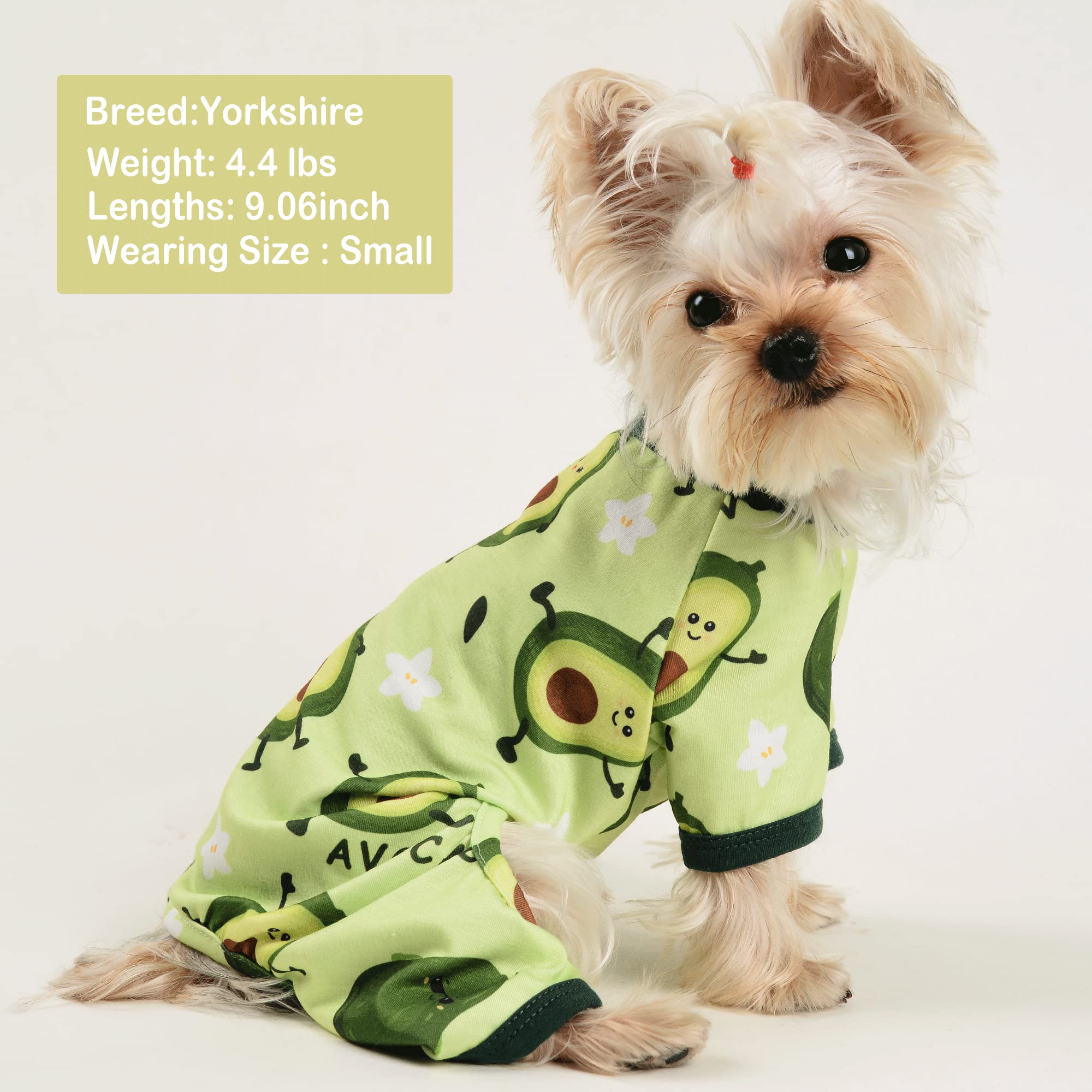 Yikeyo Dog Pajamas for Small Dogs, Soft Thin Pjs Jammies Cat Doggie, Summer Pet Cute Puppy Clothes Outfits Dogs Boy Girl(Avocado,XXL) -Like New