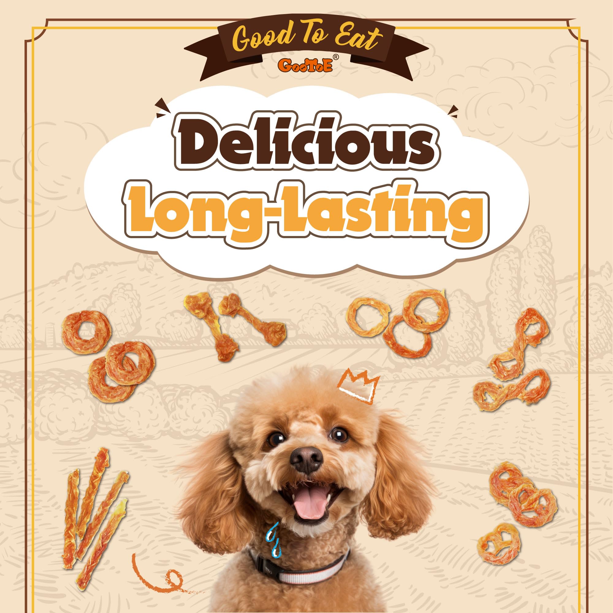 Gootoe Turkey Tendon Dog Treats, Bone (S) 1 lb, 100% USA Sourced Turkey, Natural Snack, Premium Puppy Chews, Hypoallergenic, Raw