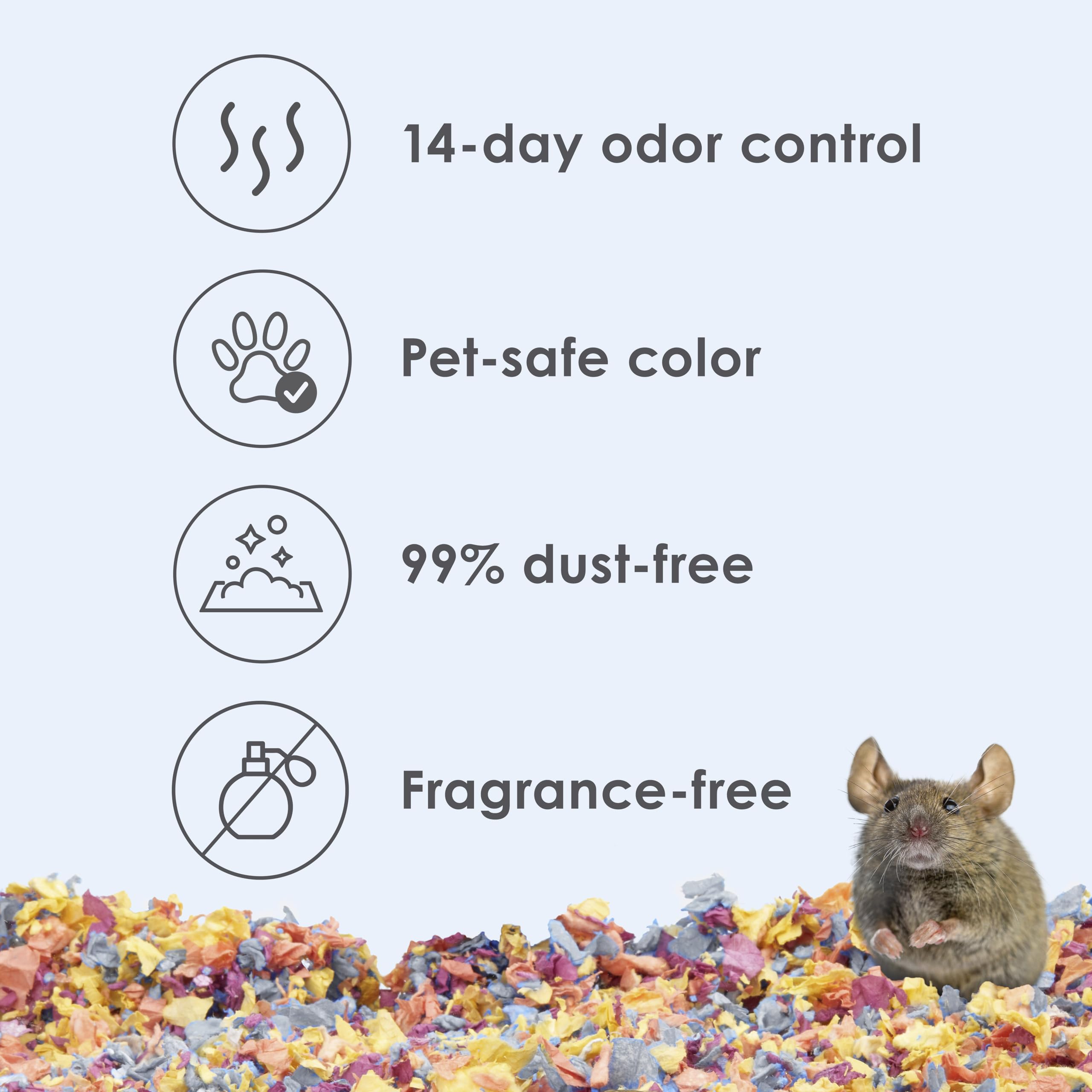 Kaytee Clean & Cozy Colors, Small Animal Bedding With Extreme Odor Control, Kaleidoscope, 49.2 Liters