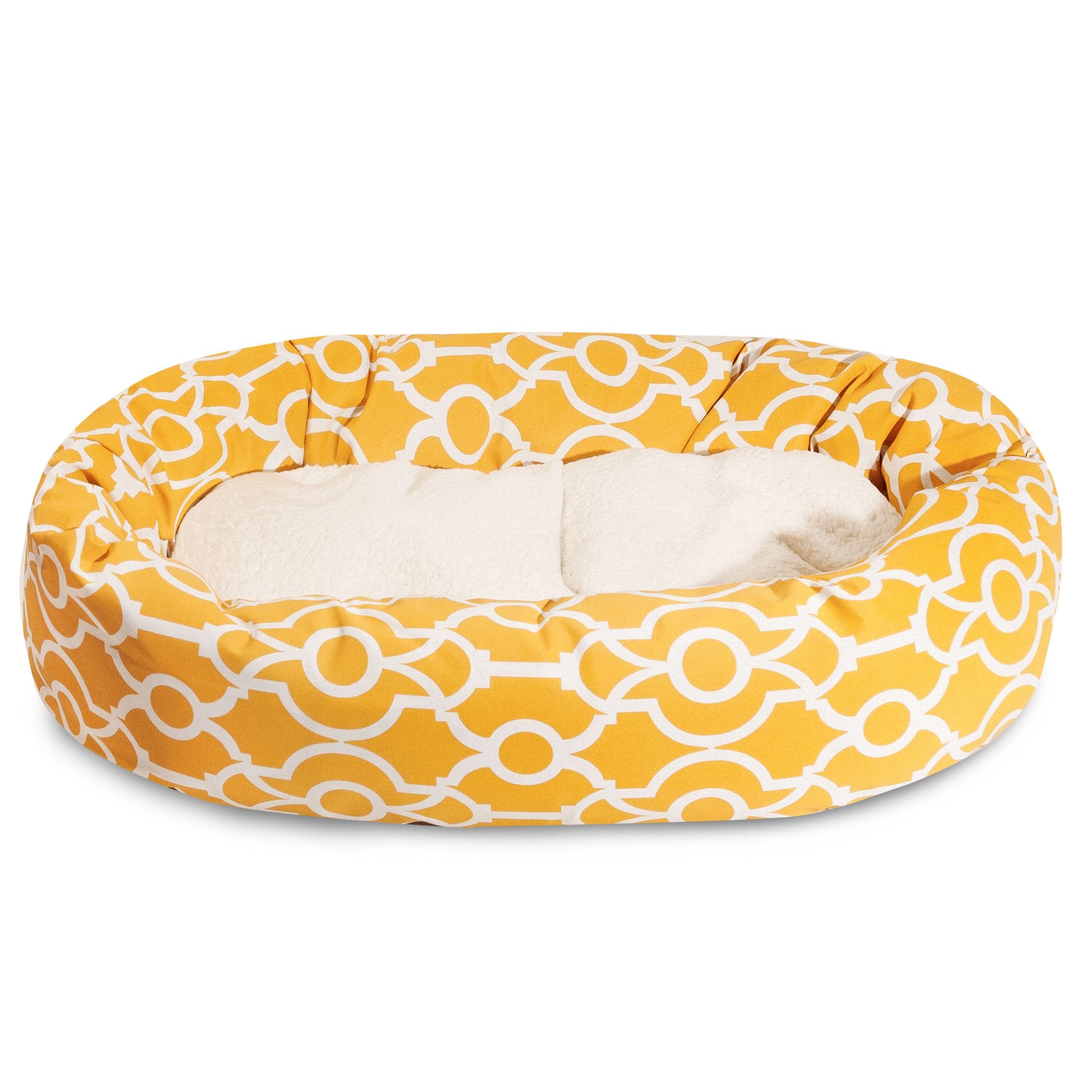 Majestic Pet Athens Sherpa Bagel Bed, 40-Inch, Citrus Yellow