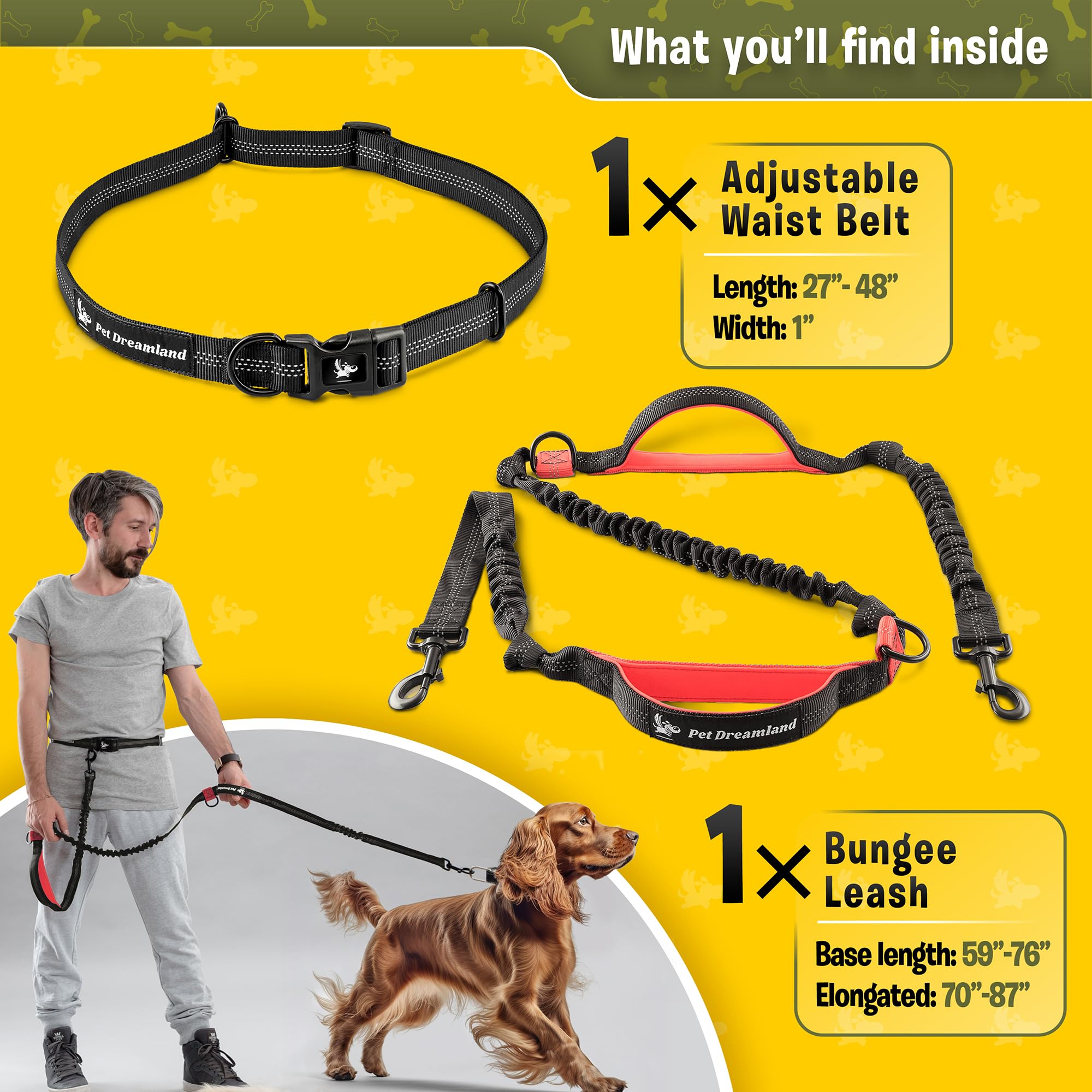 Exquisite Hands Free Leash For Medium Dogs | Waist Leash For Dog Walking | Dog Running Leash | Hiking Leash | Service Dog Leash Belt | Adjustable Hands Free Dog Leash For Small Dogs