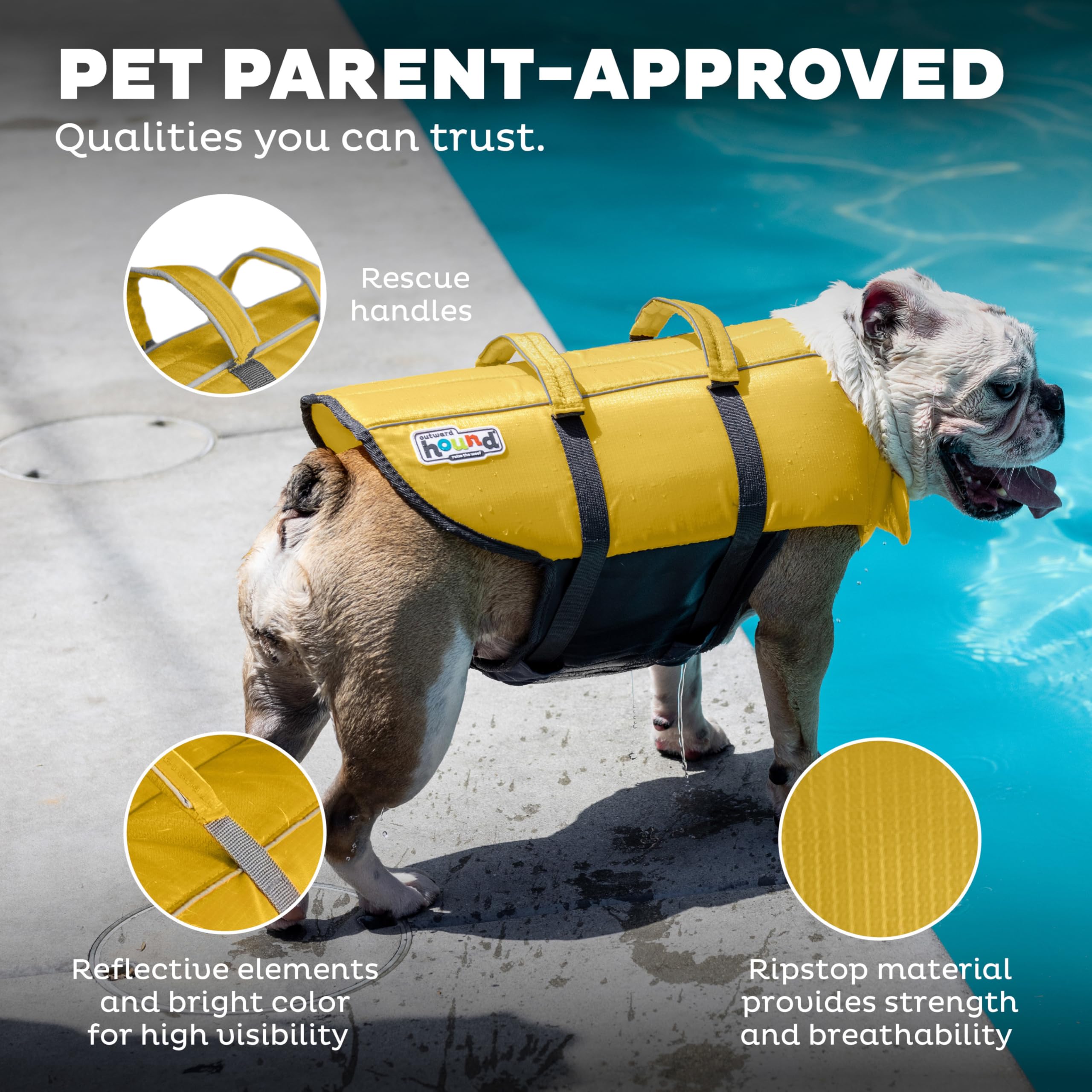 Outward Hound Granby Splash Yellow Dog Life Jacket, Xl