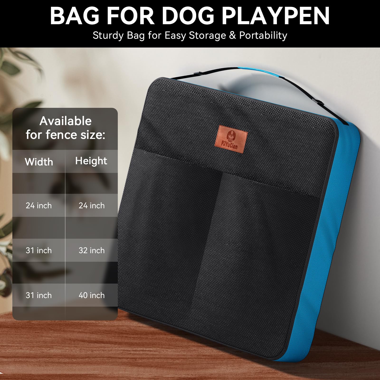 PJYuCien Dog Playpen - 24" H Heavy Duty Metal Pen with Extra Hard Bottom, Foldable 8 Panels, Black, Model FG-24BT-3