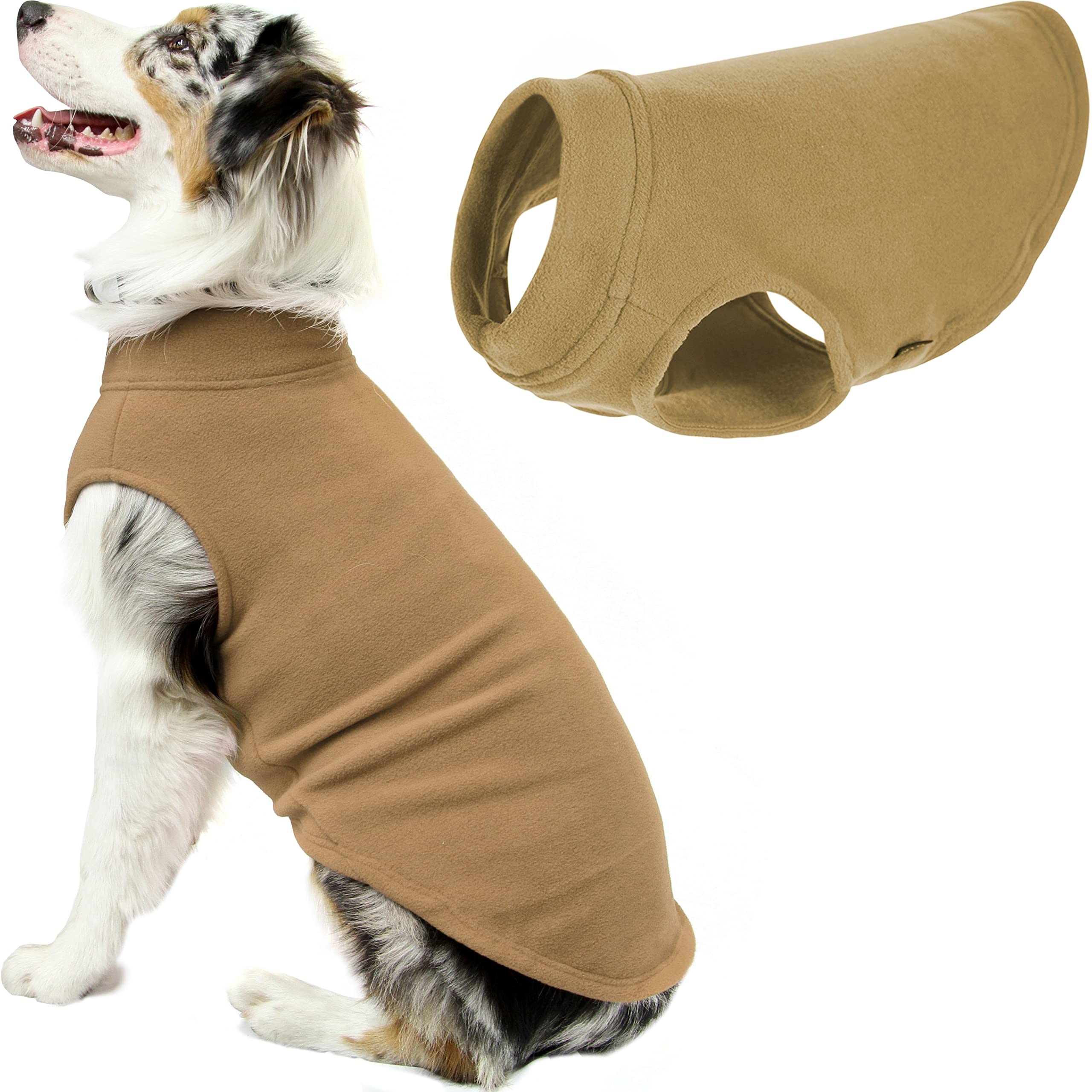 Gooby Stretch Fleece Vest Dog Sweater - Sand, 5X-Large - Warm Pullover Fleece Dog Jacket - Winter Dog Clothes For Small Dogs Boy Or Girl - Dog Sweaters For Small Dogs To Dog Sweaters For Large Dogs