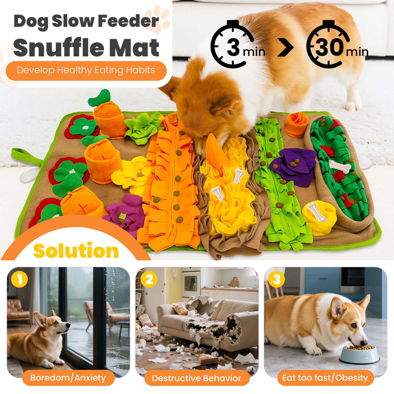Petcare Snuffle Mat for Dogs Large Breed and Lick Mat Set, Interactive Enrichment Dog Puzzle Toy for Puppy Small Medium Large Do