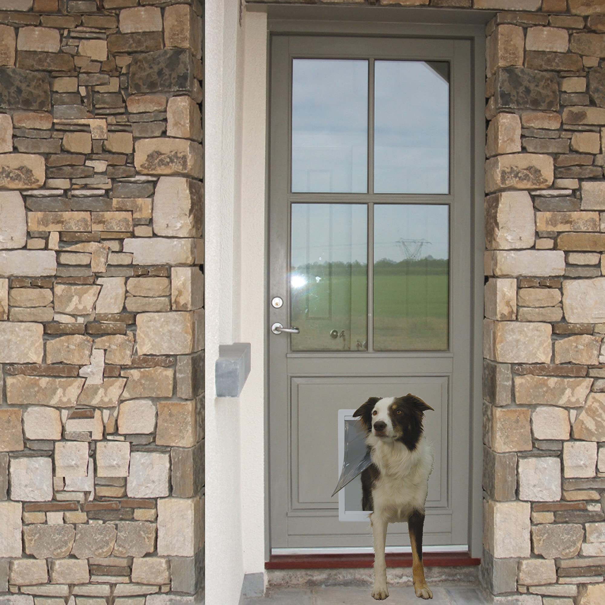 Ideal Pet Products Designer Series Plastic Pet Door With Telescoping Frame, Extra Large, 10.5' X 15' Flap Size