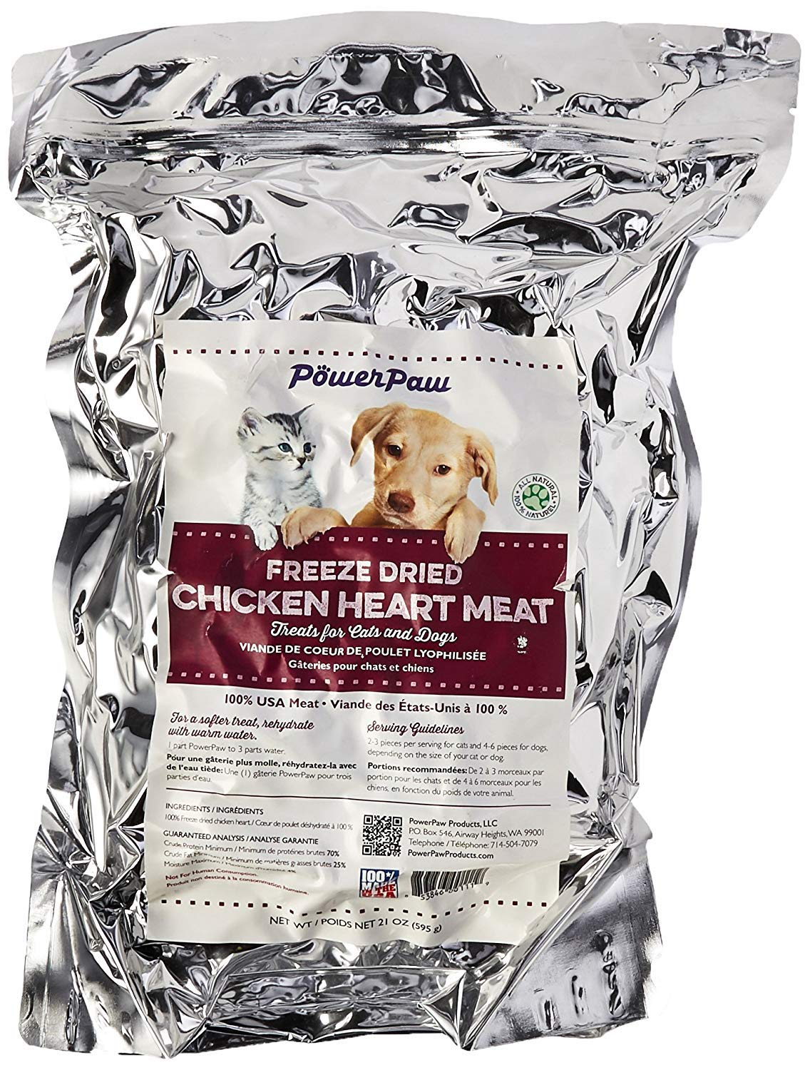 Power Paw Products 1 Pouch Freeze Dried Chicken Hearts, 21 Oz