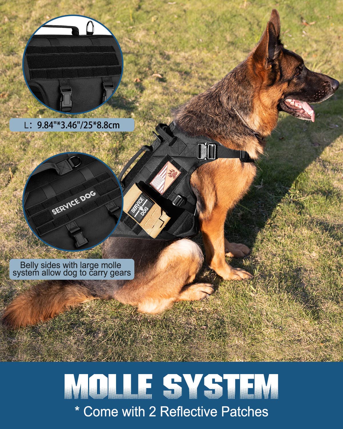 Tactical Dog Harness - Petnanny Service Dog Vest For Large Dogs Fully Body Coverage In Training Dog Harness With 2 Reflective Do